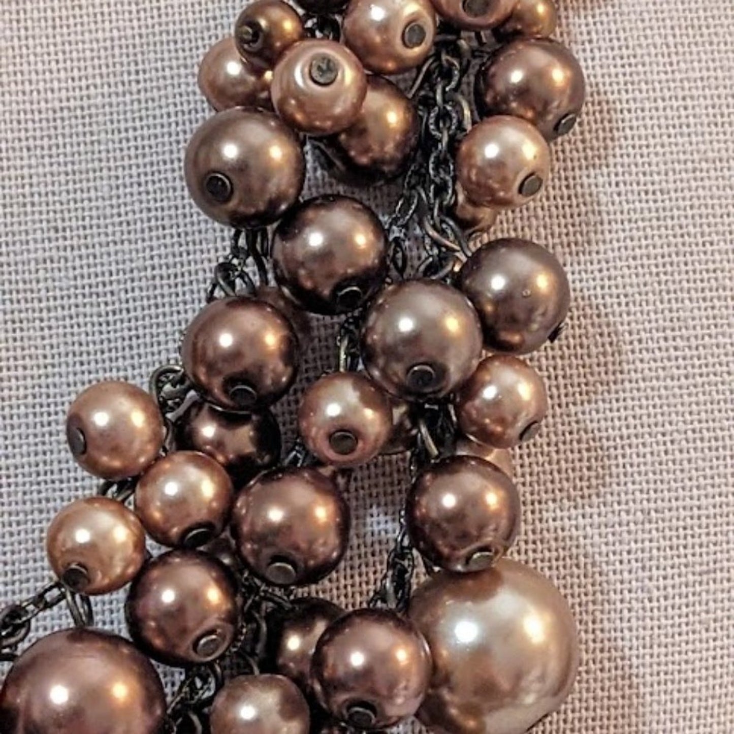 Coldwater Creek Bronze/Champagne Bauble Bib Statement Necklace