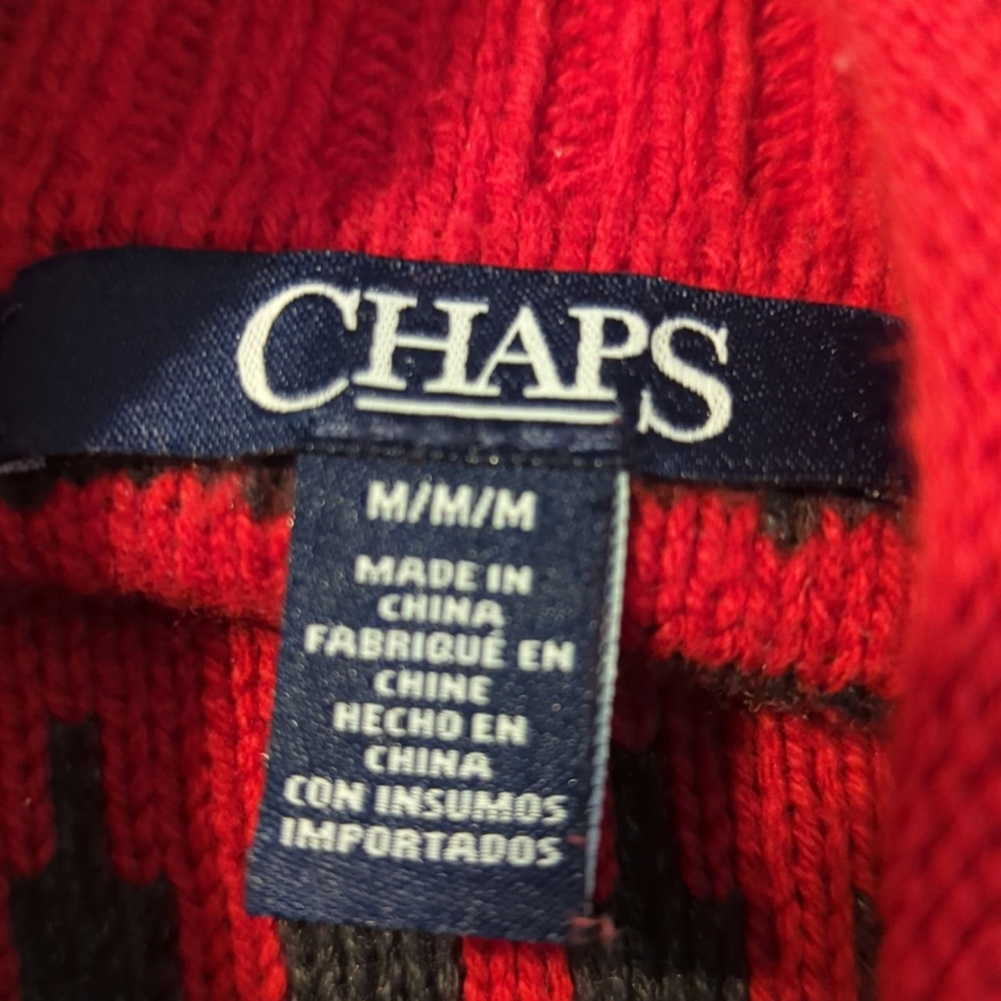 Chaps Jacquard Mockneck Raglan Sleeve Soft Cotton Blend Sweater Women's Size M