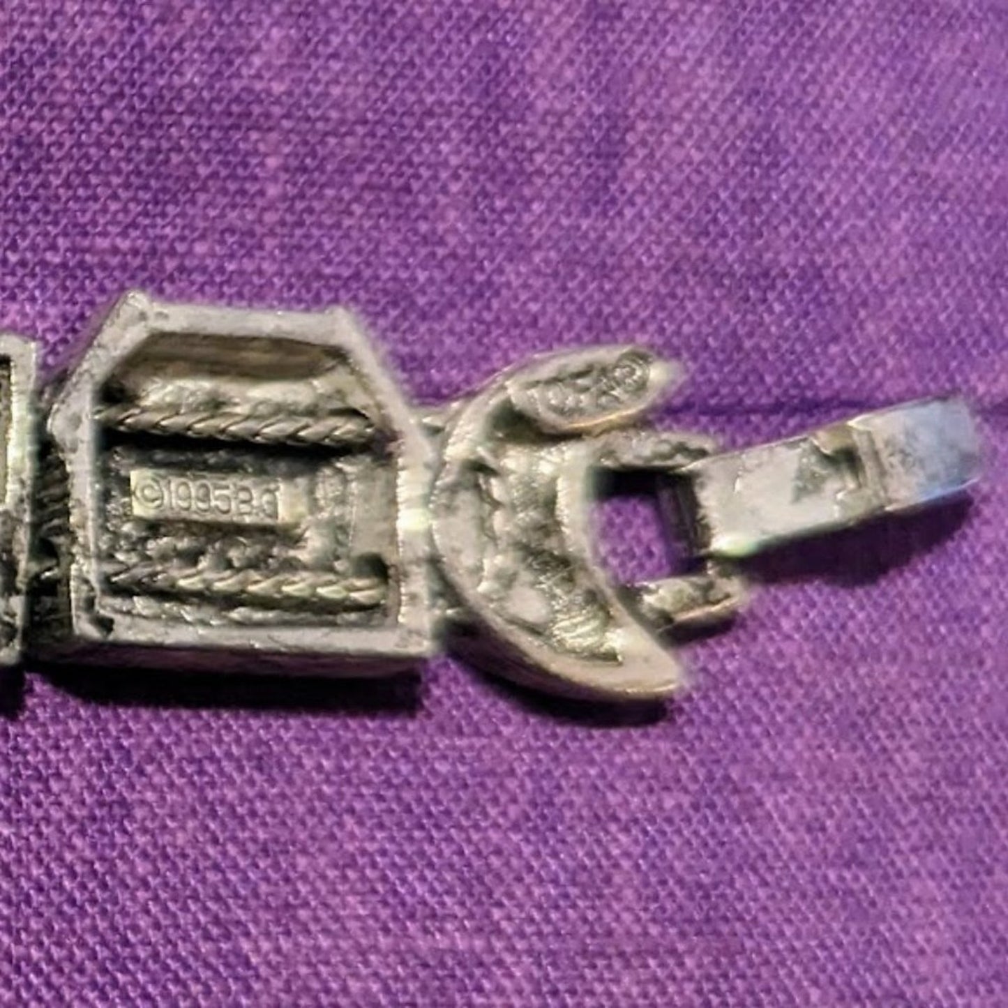 Vintage BG Slide Charm Silver Tone Realtor Bracelet 7 1/2" Long