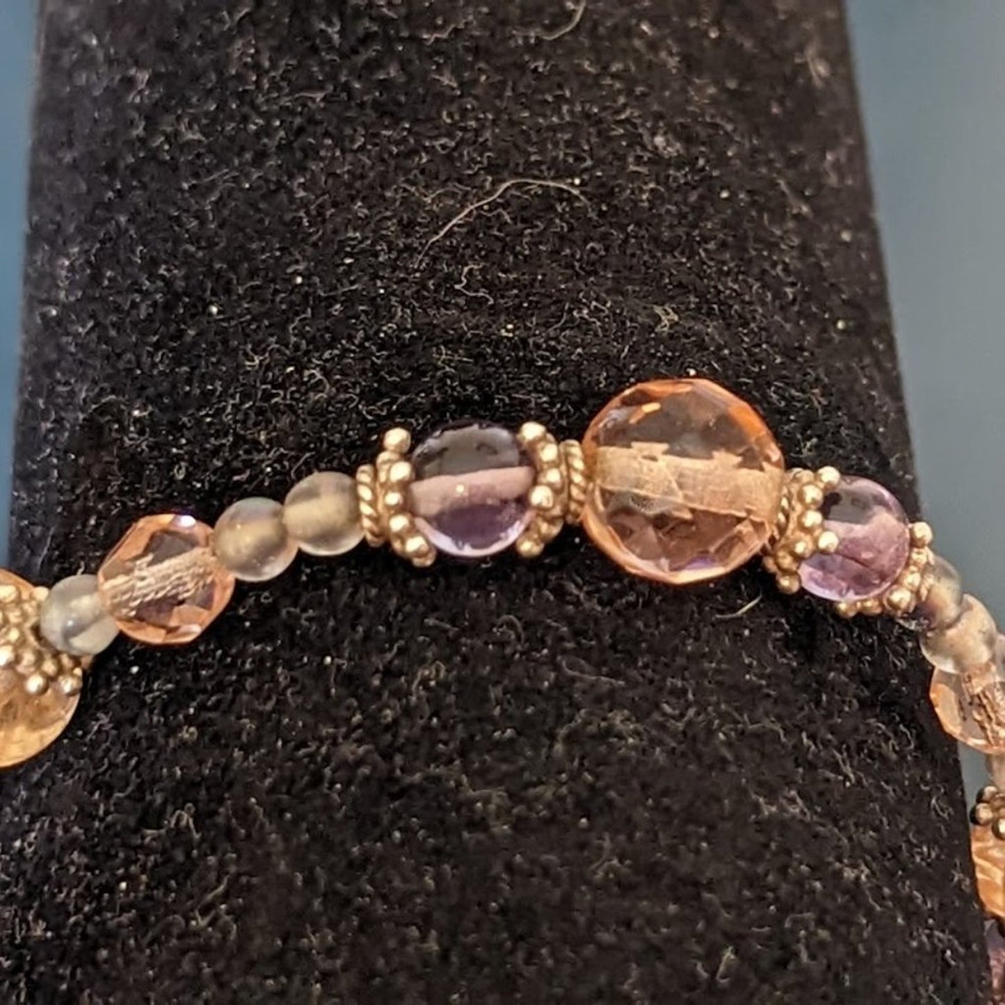 925 Sterling Silver 'Champagne Bubbles' Glass Crystal Bead Bracelet