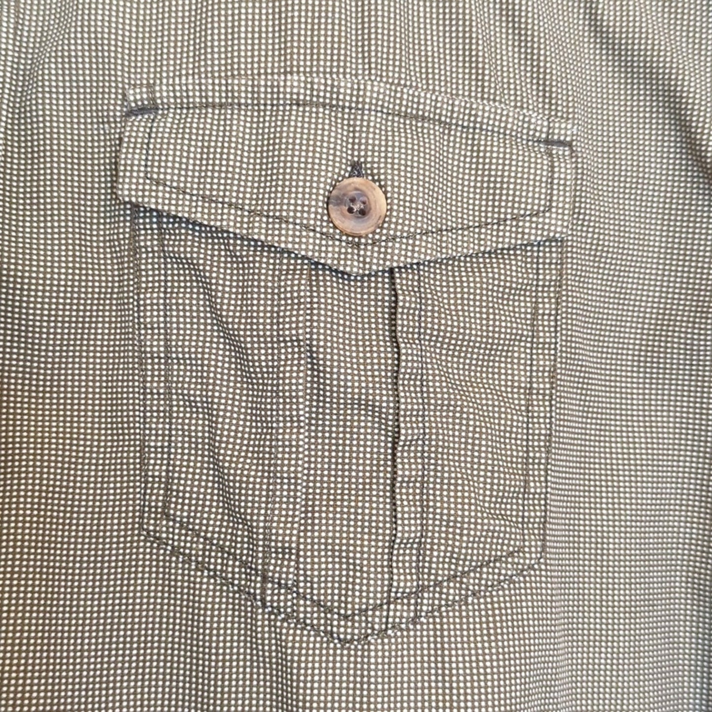 Prana Brown Check Organic Cotton Short Sleeve Button Down Shirt Men's Size XL