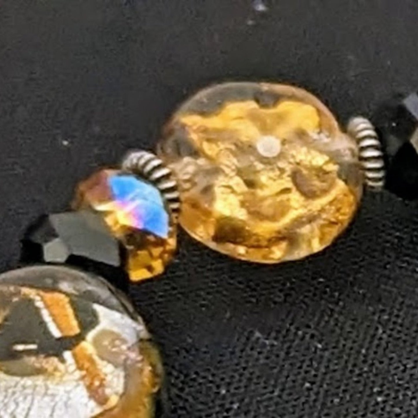 Black & Gold Glass Bead Toggle Bracelet
