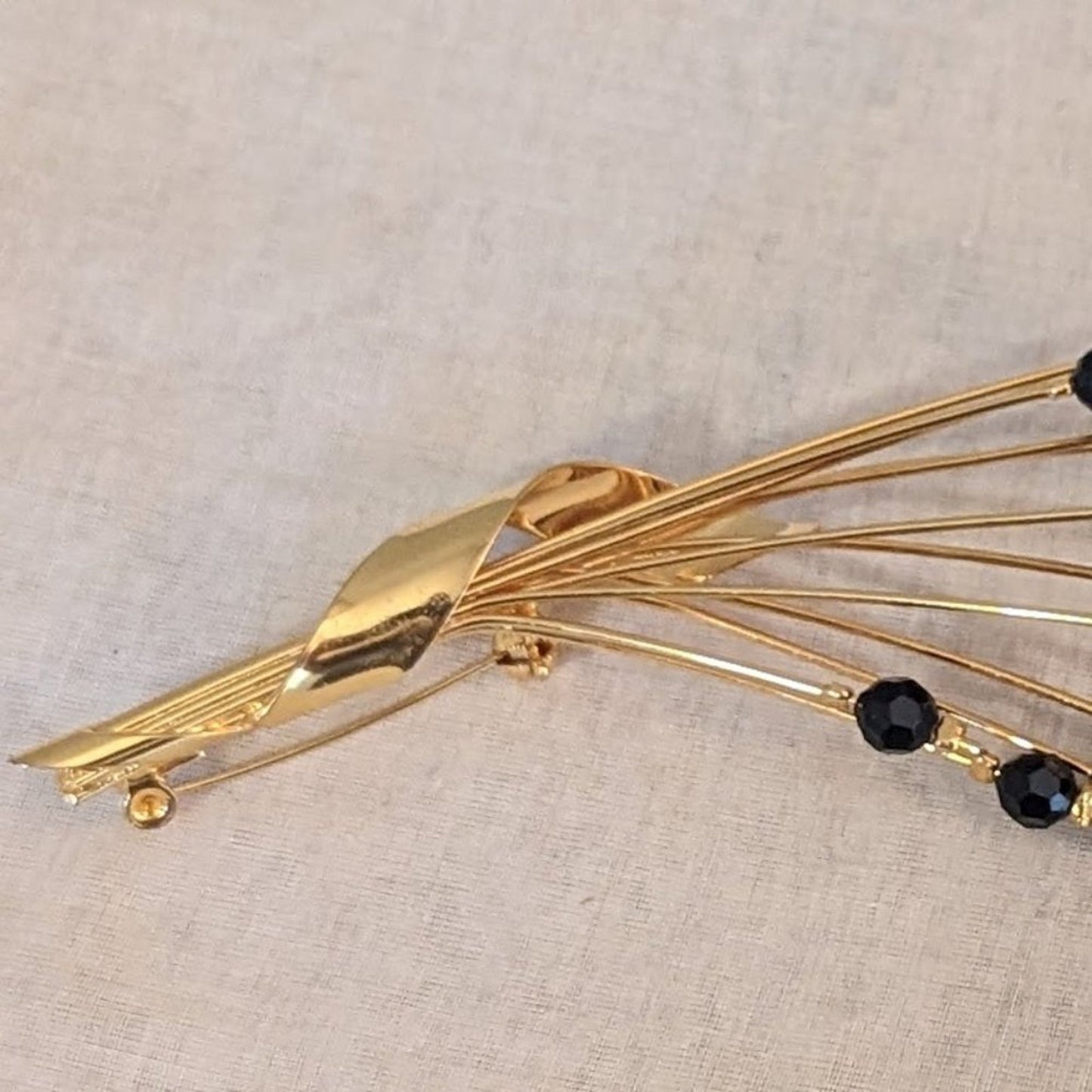 Mourning Jewelry Modernist Vintage Collectible 18k GP Art Nouveau Brooch