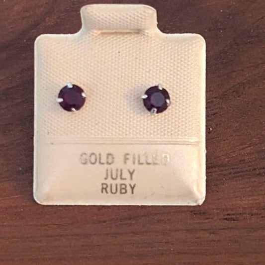 Red Crystal Gold Filled Post Earrings
