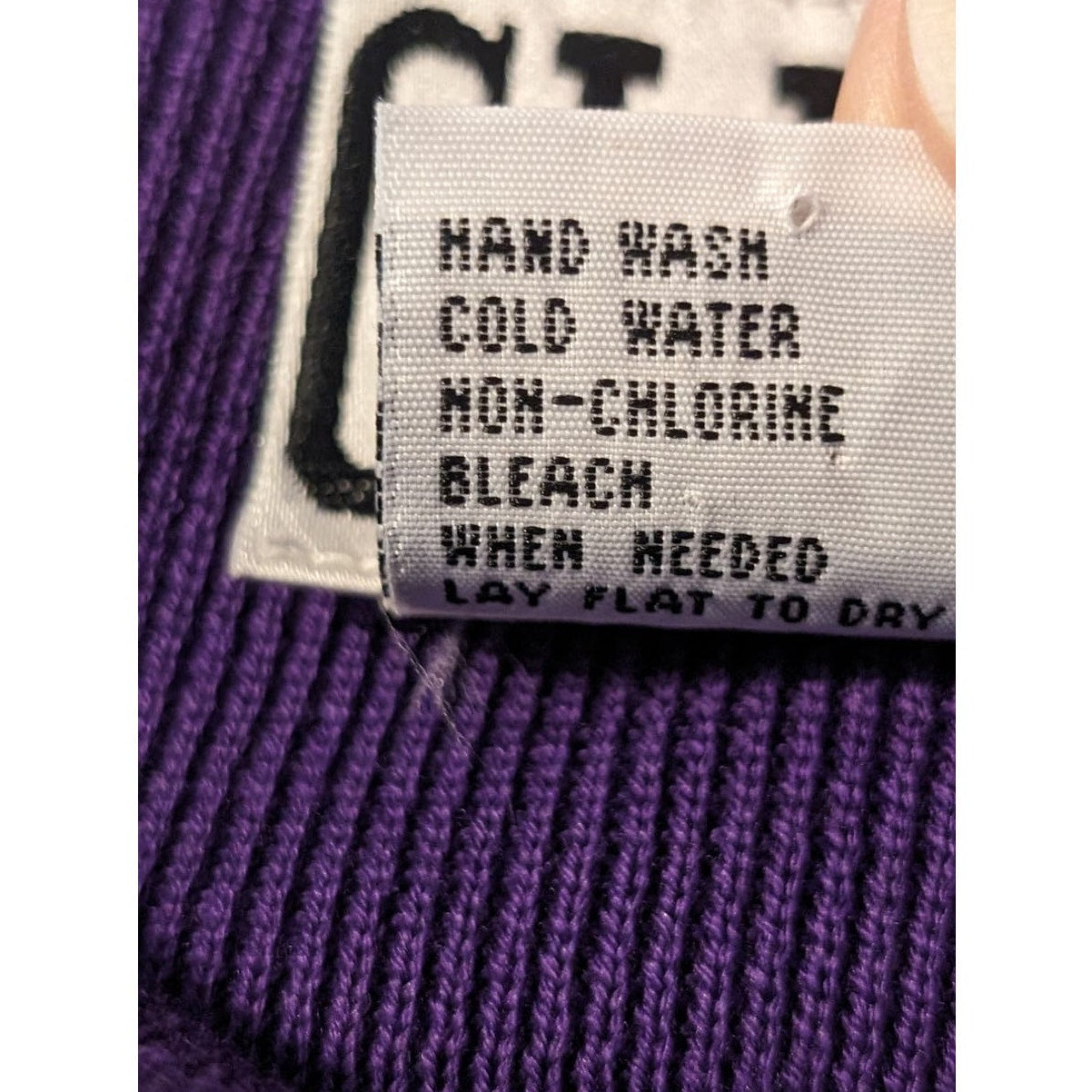 Vintage Clio Purple Silk Blend 3/4 Sleeve Beaded Fringe Sweater Womens Sz L