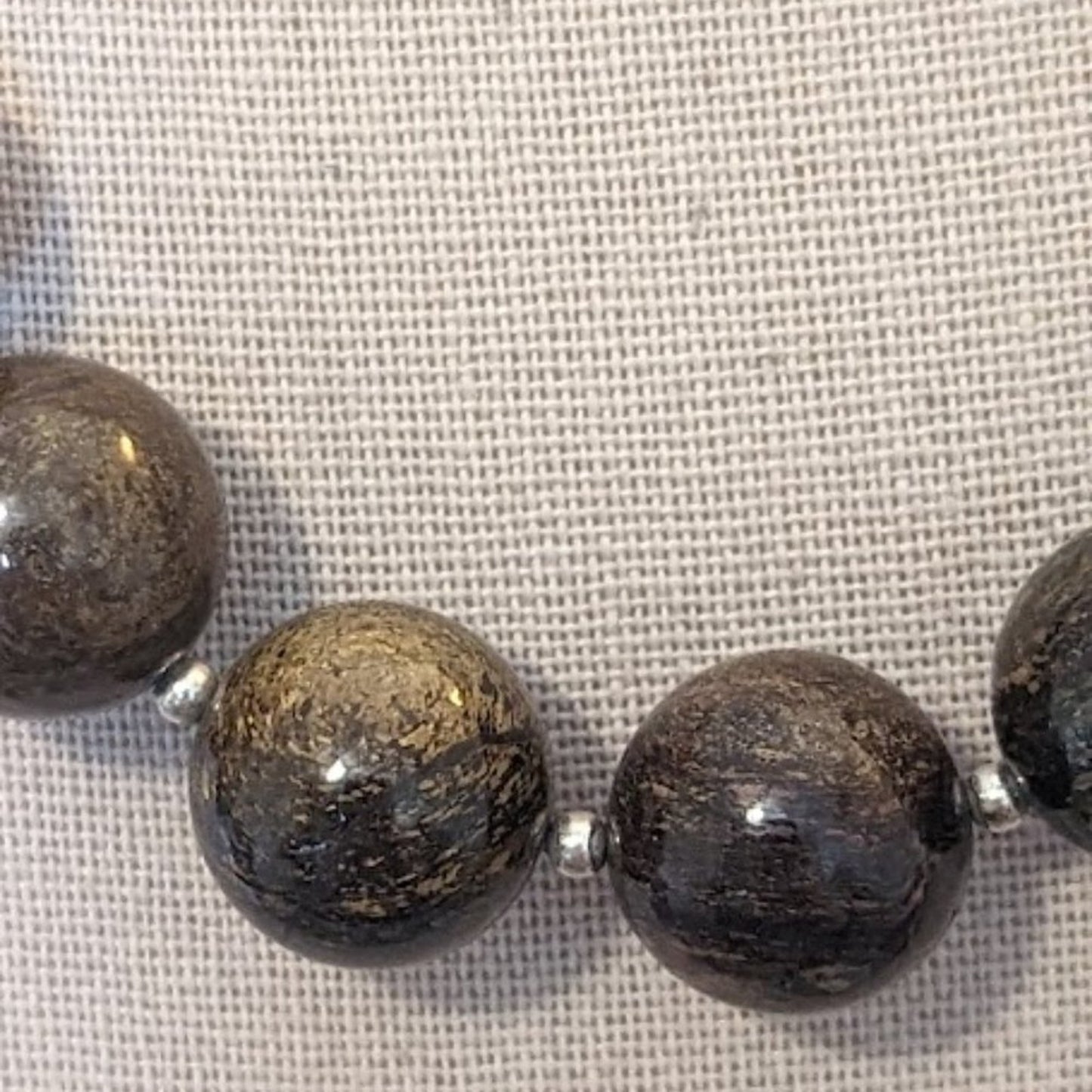 SILPADA Retired Bronzite and Sterling Silver Bead Necklace