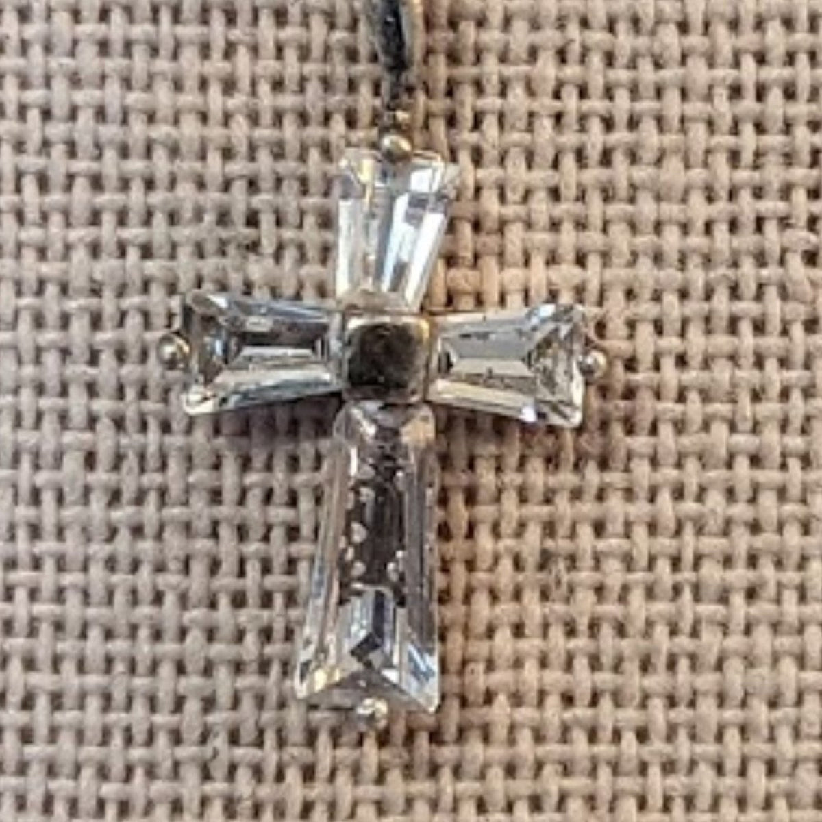 Vintage Crystal Cross on Italy 925 17" Chain