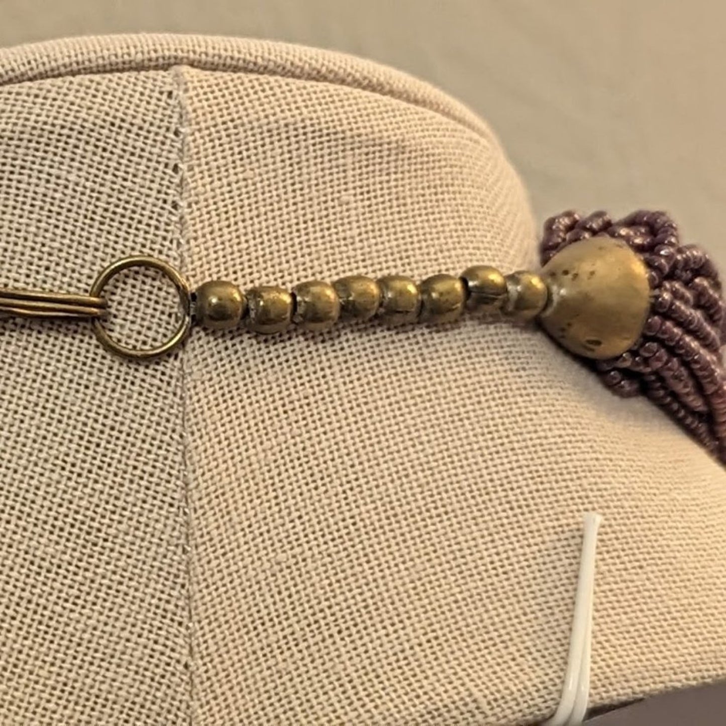 Vintage Long Multi-Strand Purple Bead Bronze Hook Clasp 32.5" Necklace