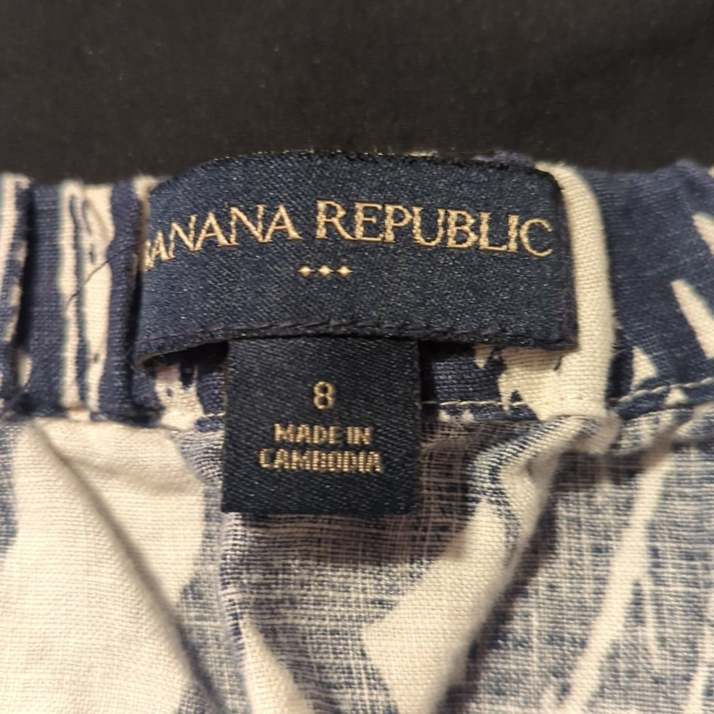 Banana Republic Navy/White 100% Linen Strapless Shorts Romper Womens Sz 8