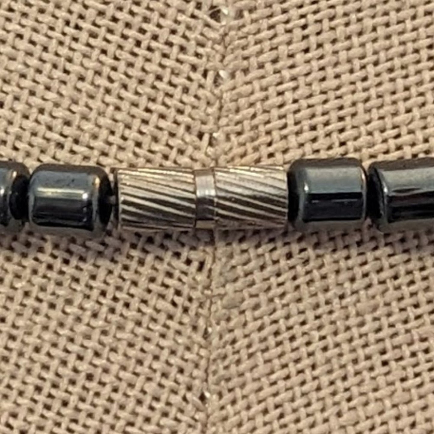 Hematite, Tiger's Eye and Silver Tone Beaded Necklace