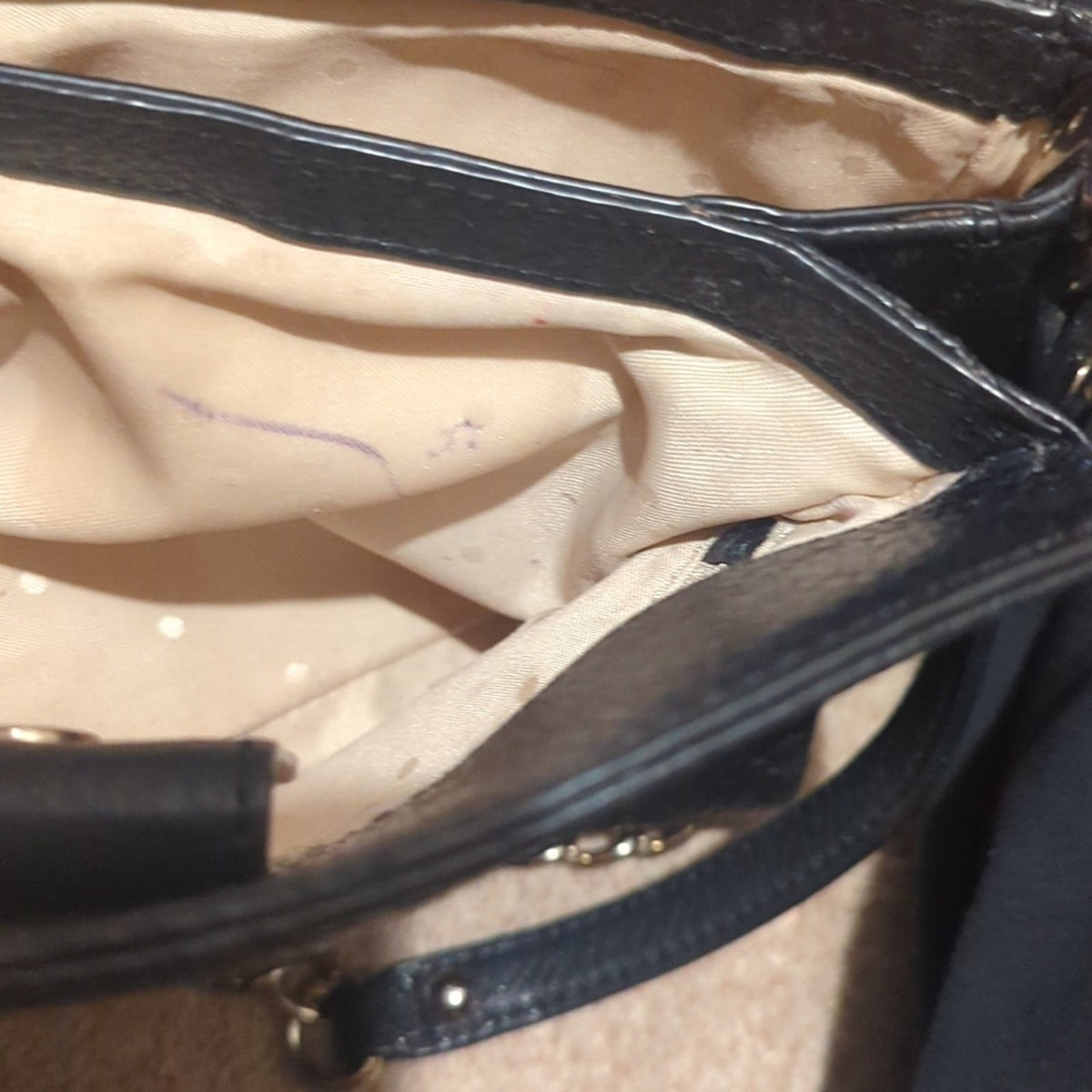 Kate Spade Black Shimmer Pebbled Leather Chain/Leather Strap Shoulder Bag