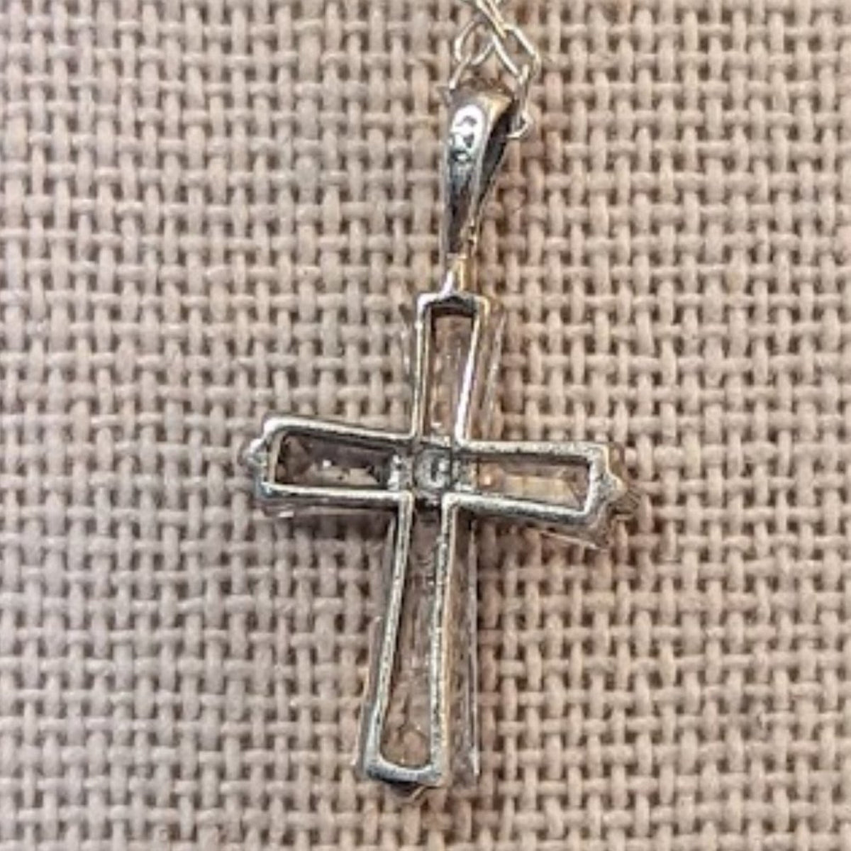 Vintage Crystal Cross on Italy 925 17" Chain
