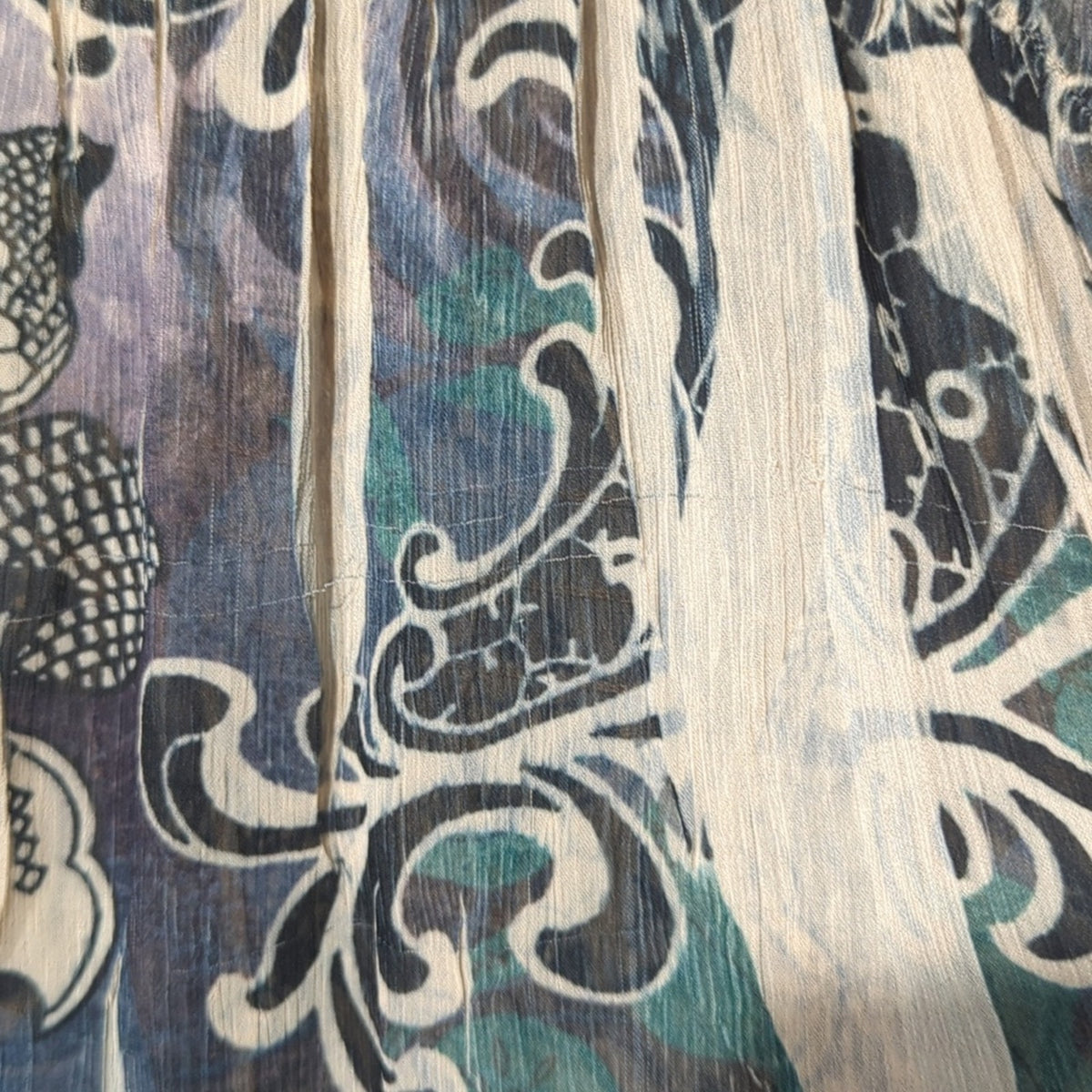 Teal Gray Gauzy Flowy V-Neck Embroidered Stretch Waist Tunic Top Women's Size 3X