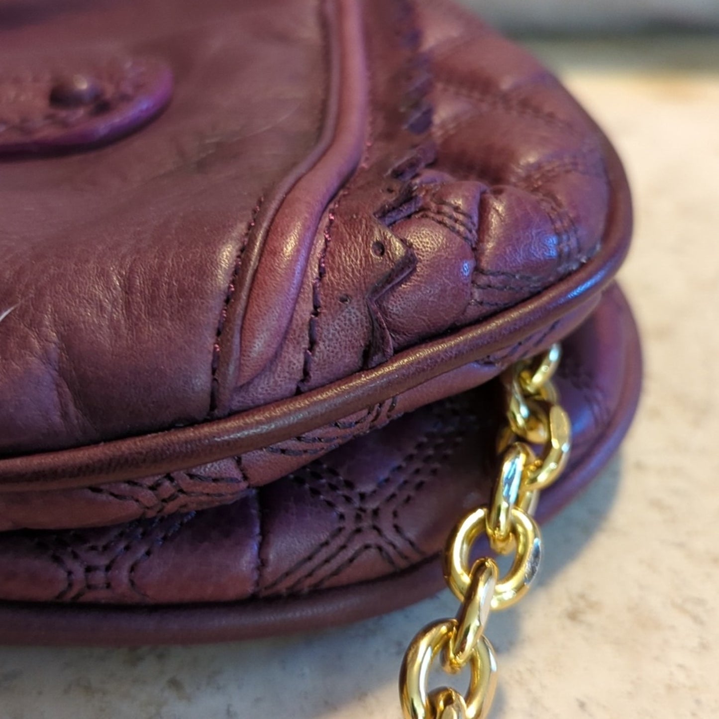 Juicy Couture Purple 100% Leather Mini Gold Chain Crossbody Bag
