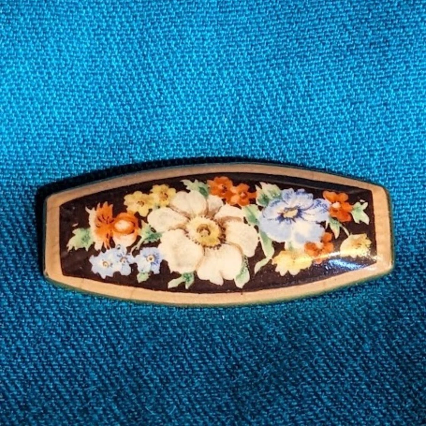 Vintage Germany Ceramic Purple Flower Brooch