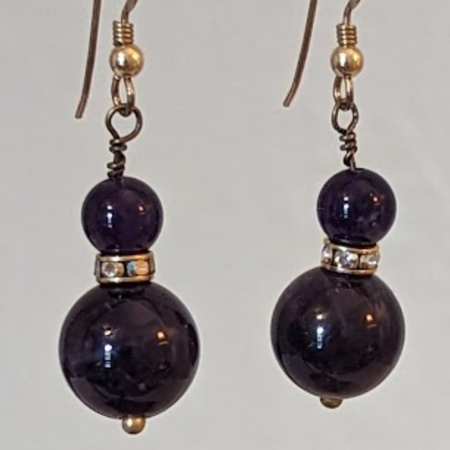 Amethyst Stone and AB Rondelle Beaded Earrings on French Hook Wire