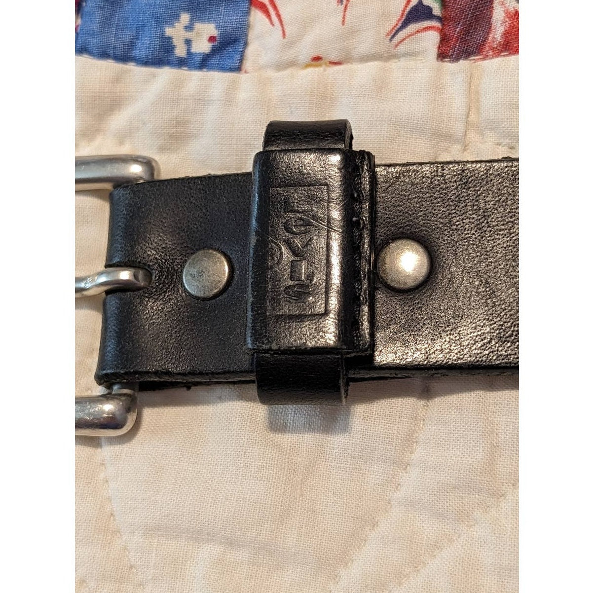 Levi's Casual Black Leather Silver Tone Buckle Belt Sz 40