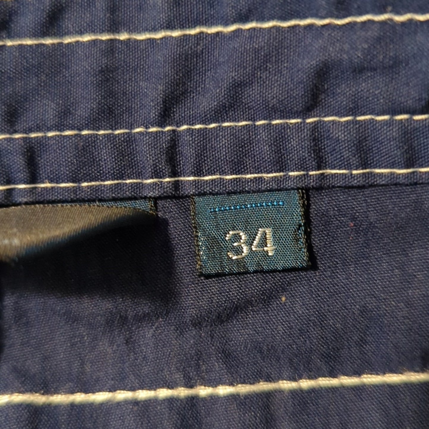 Polo Ralph Lauren Navy White Stripe Velcro Front Logo Pocket Swim Trunks Sz 34