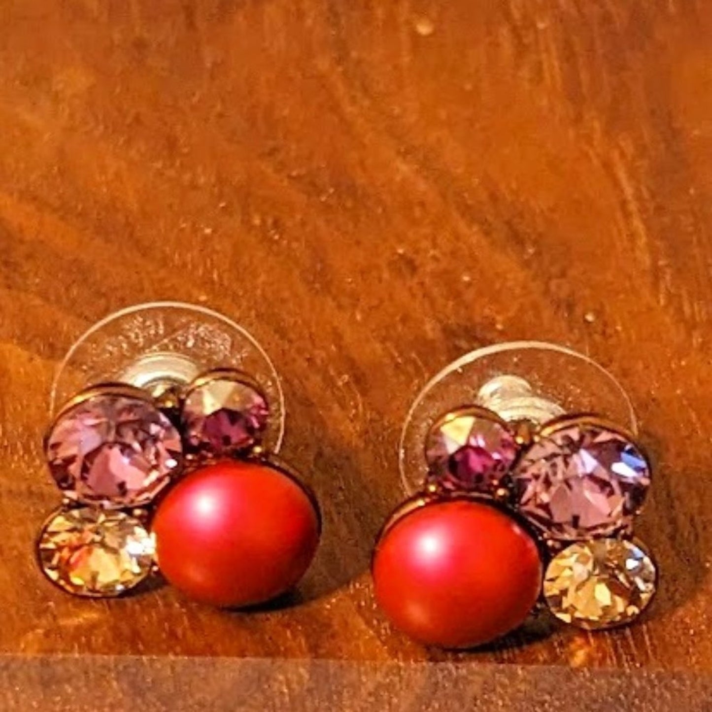 Origami Owl Chocolate Pearl Cluster Stud Earrings with Swarovski Crystals