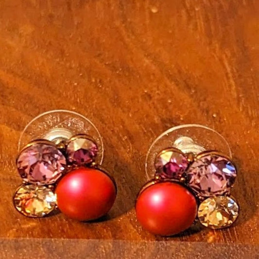 Origami Owl Chocolate Pearl Cluster Stud Earrings with Swarovski Crystals