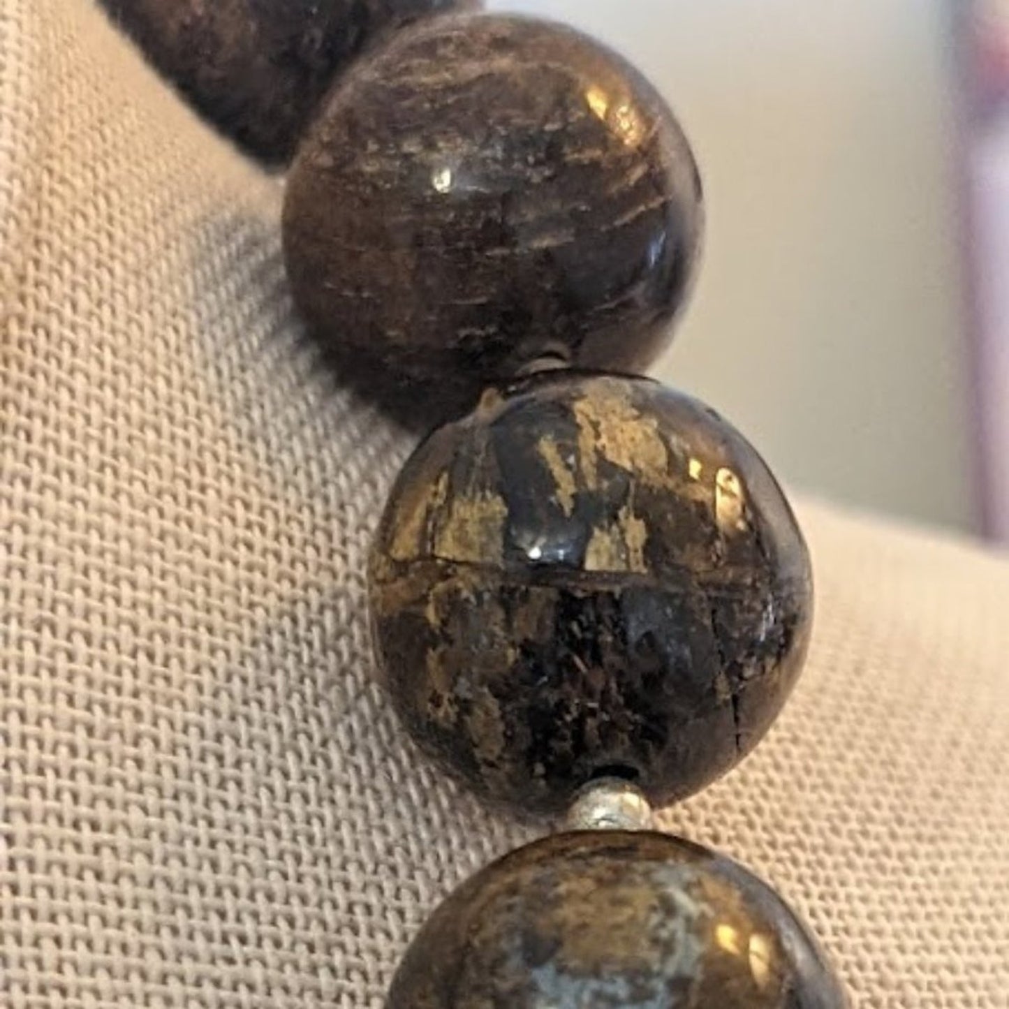 SILPADA Retired Bronzite and Sterling Silver Bead Necklace
