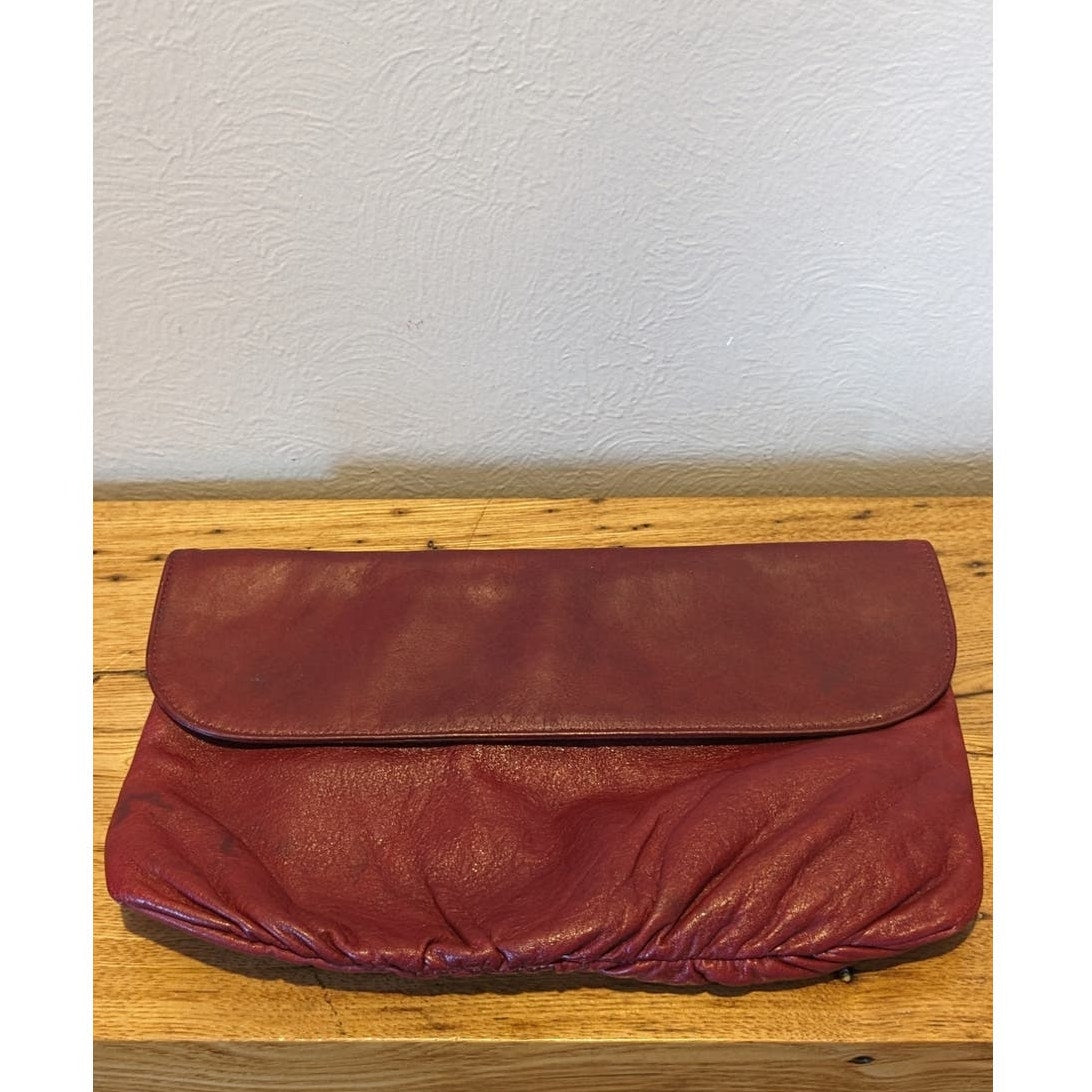 Vintage Letisse Red Leather Clutch Handbag
