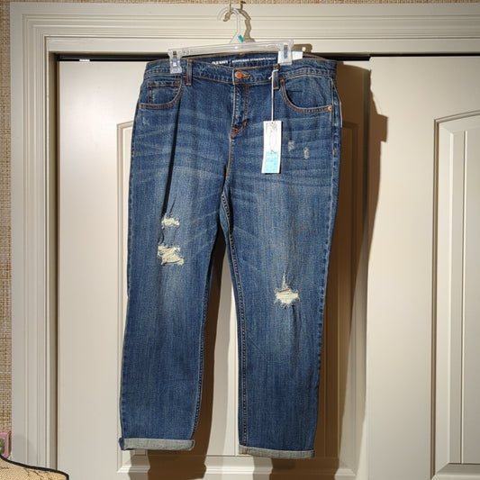 Old Navy NWT Distressed Cuffed Boyfriend Straight Jean Women's Size 14