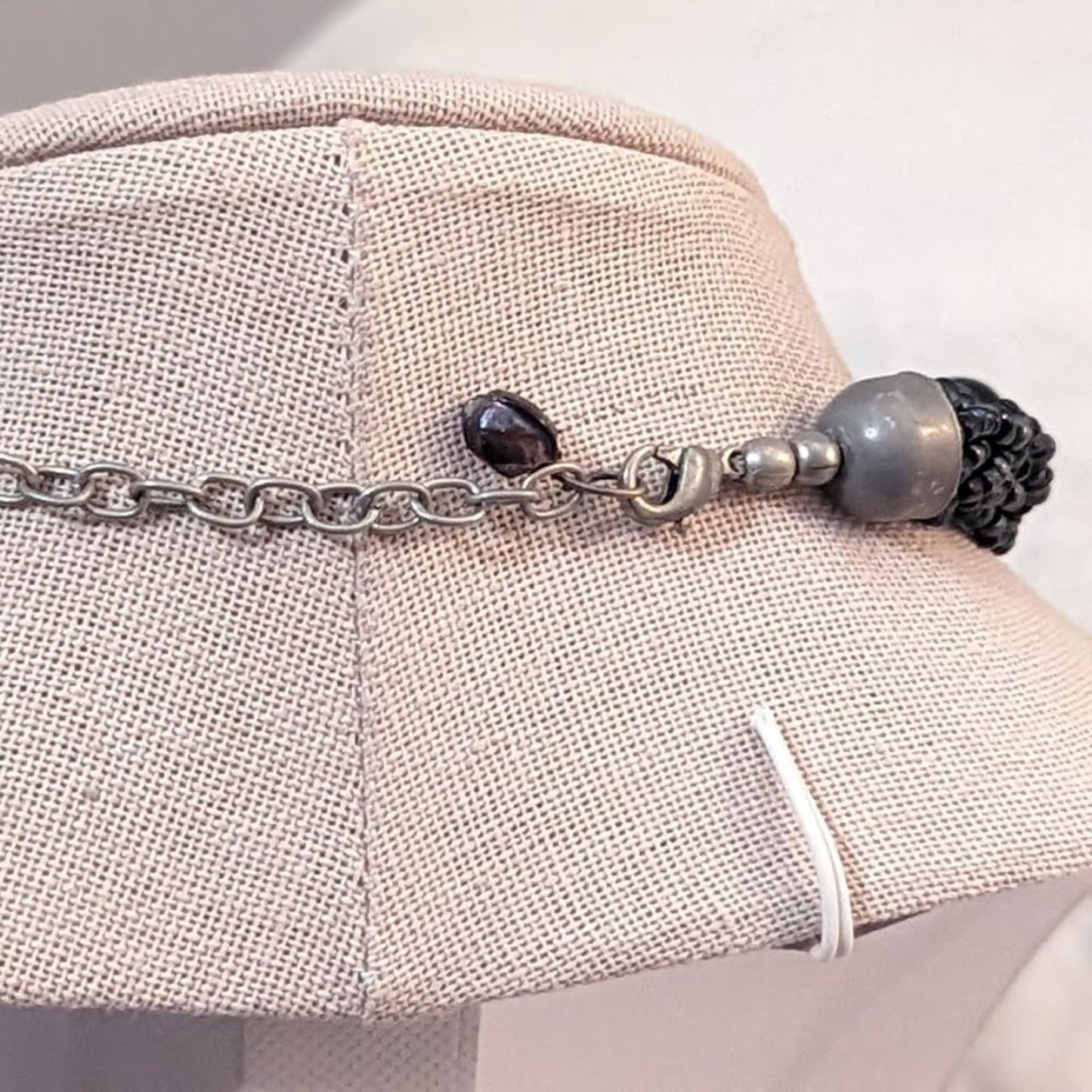 Chunky Black Glass Multi-Strand Seed Bead and Teardrop Bead Necklace