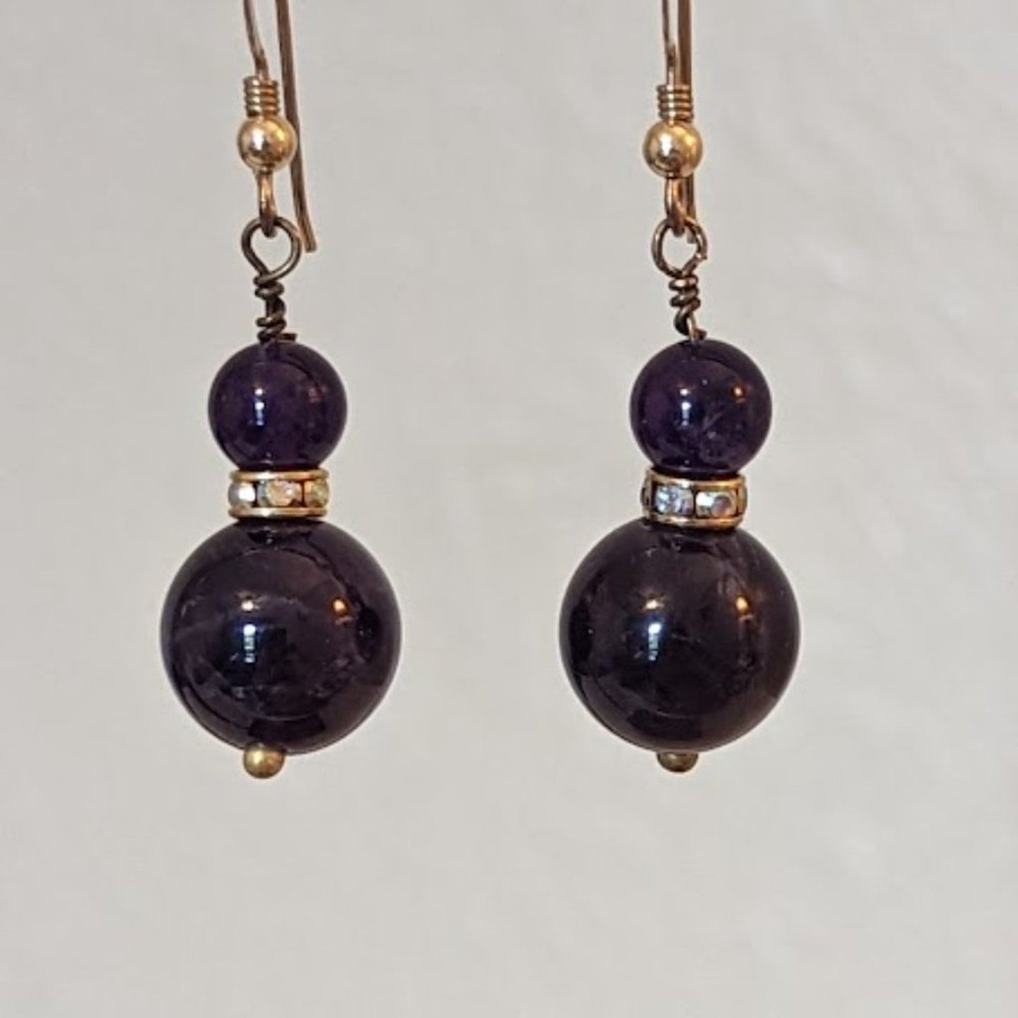 Amethyst Stone and AB Rondelle Beaded Earrings on French Hook Wire