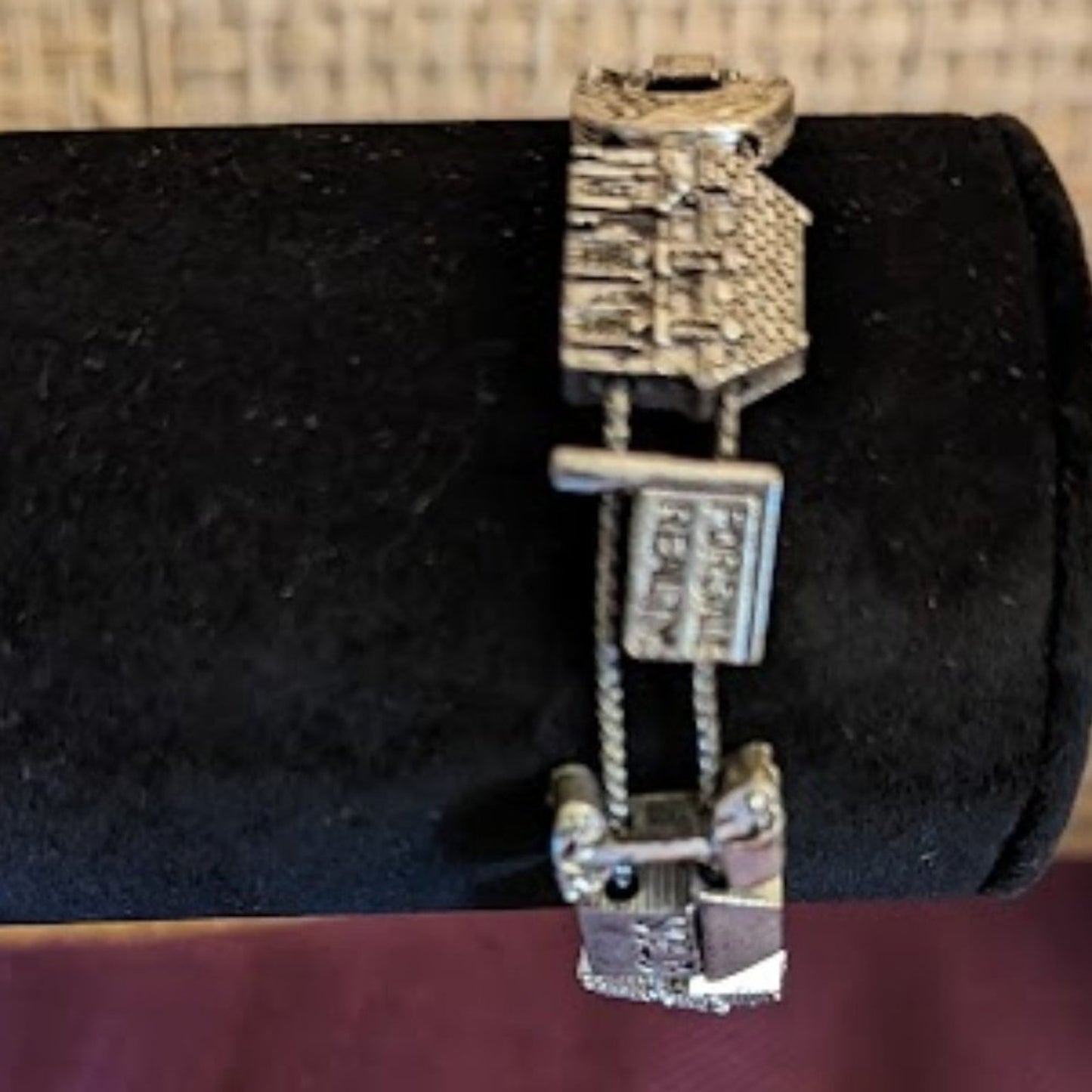 Vintage BG Slide Charm Silver Tone Realtor Bracelet 7 1/2" Long
