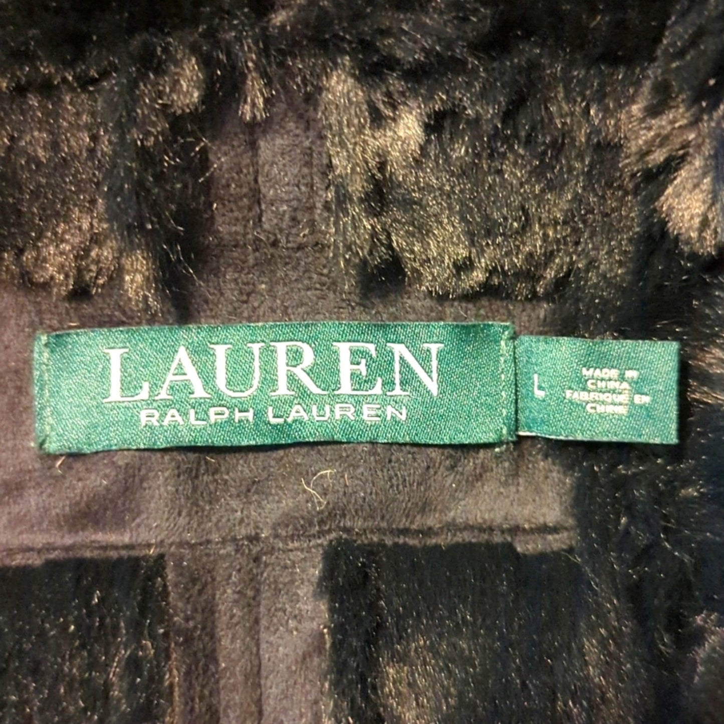 Lauren Ralph Lauren Women's Black Faux Suede/Fur Slant Pocket Vest Size L