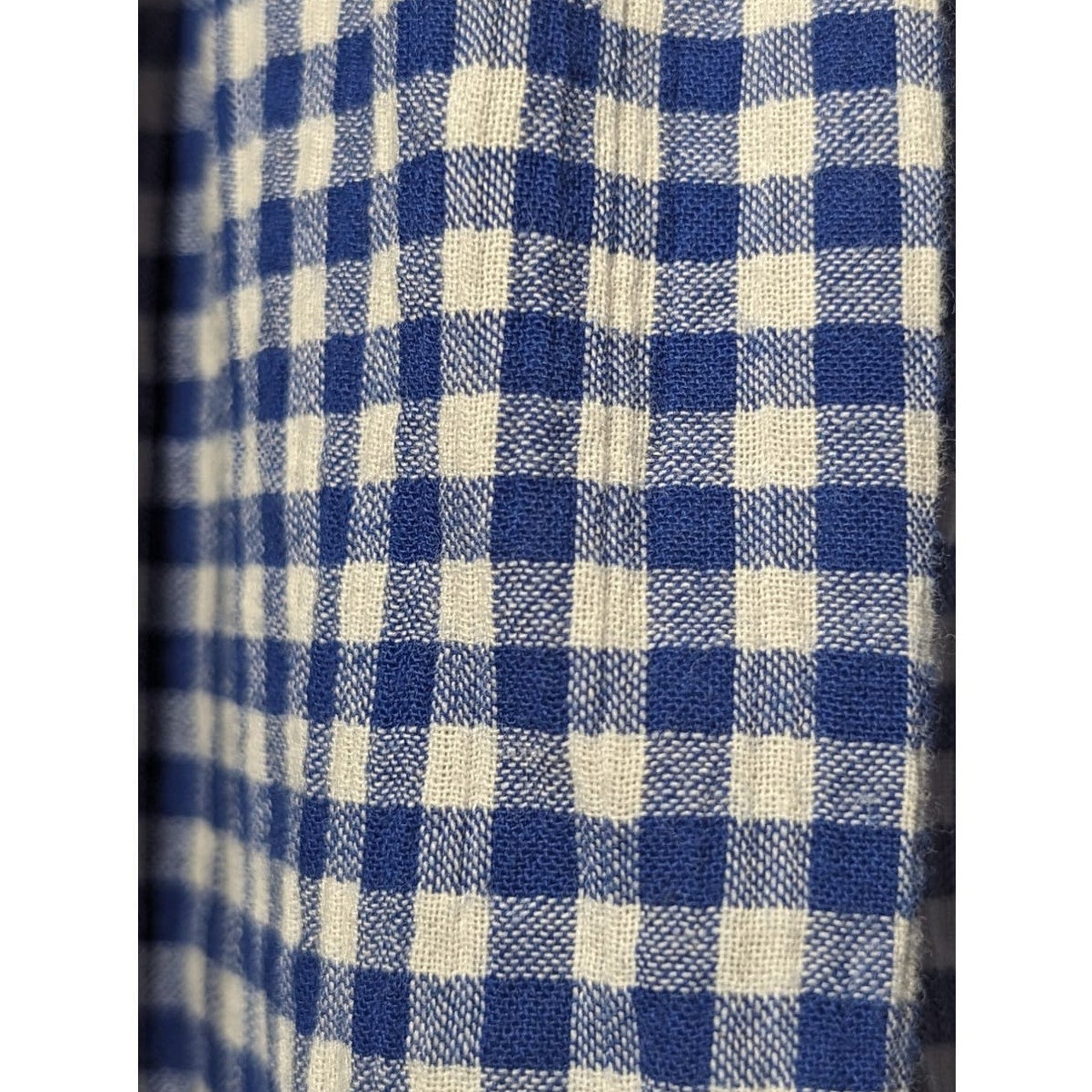 Rafaella Blue Gingham Gauzy Smock Neck 3/4 Smock Bell Sleeve Top Womens Sz 2X