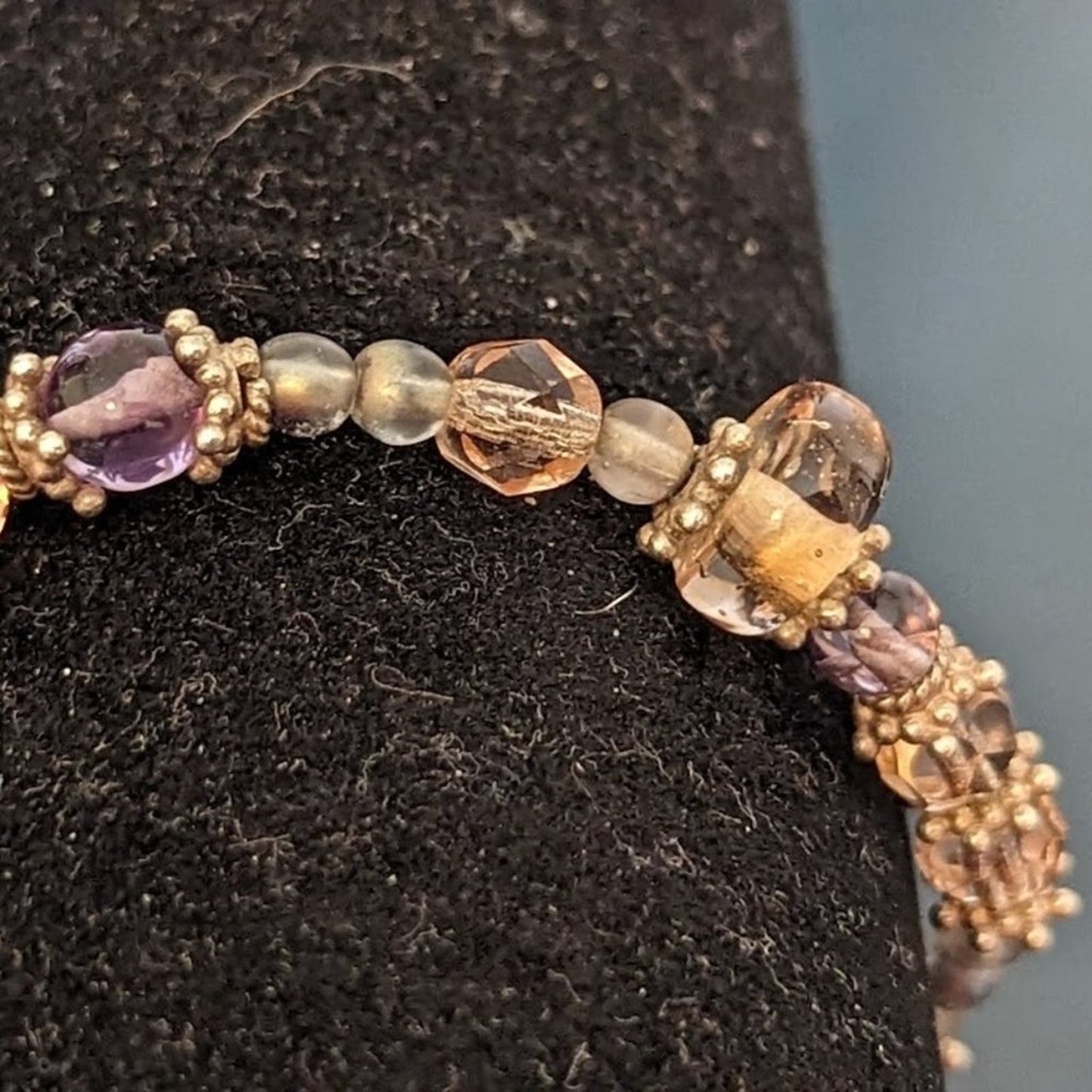 925 Sterling Silver 'Champagne Bubbles' Glass Crystal Bead Bracelet