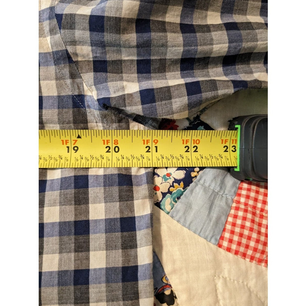 Billy Reid Made in Italy Blue Gray Check Standard Cut Button Up Shirt Mens Sz S