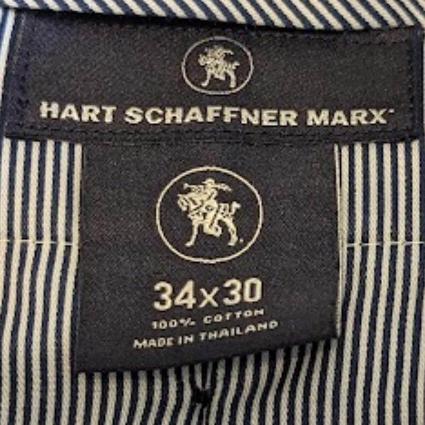 Hart Schaffner Marx Men's 34 x 30 Navy 100% Cotton Tapered Flat Front Chino Pant