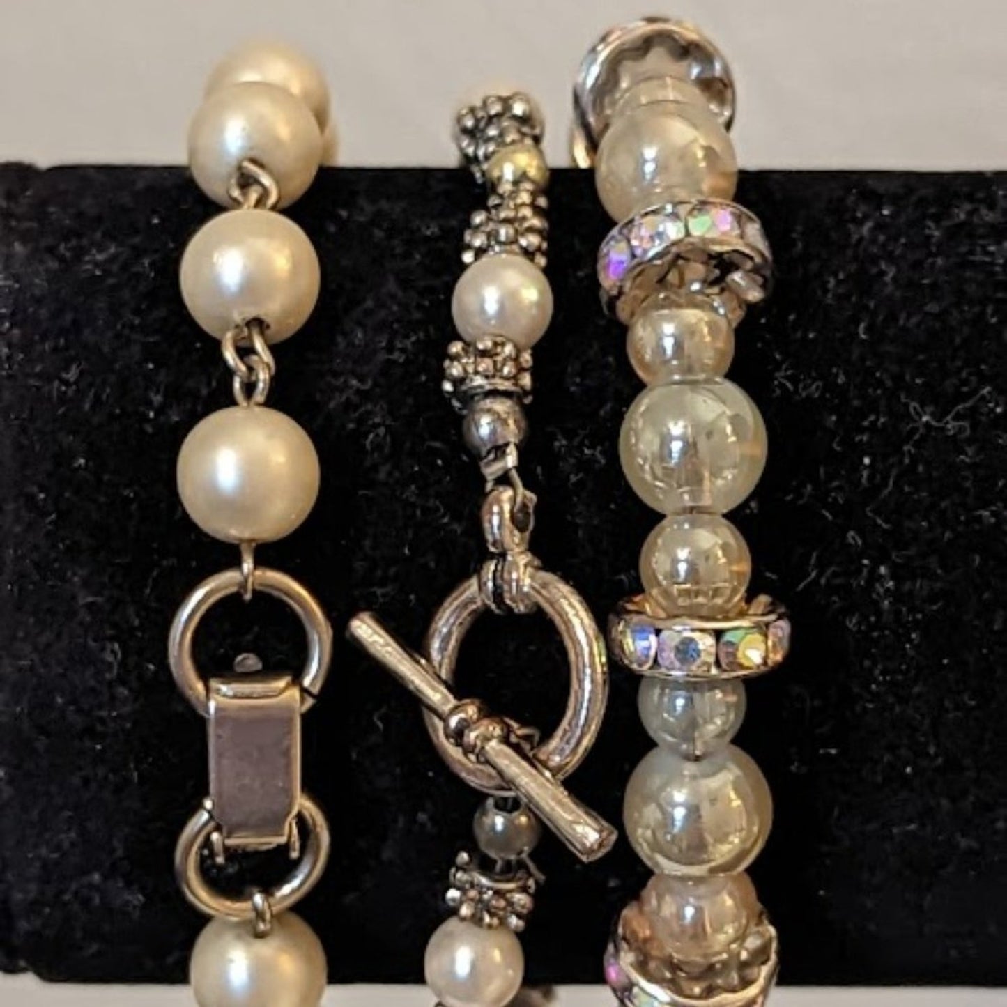 Lot of Three Pearl Type Bracelets To Wear Together or Separately