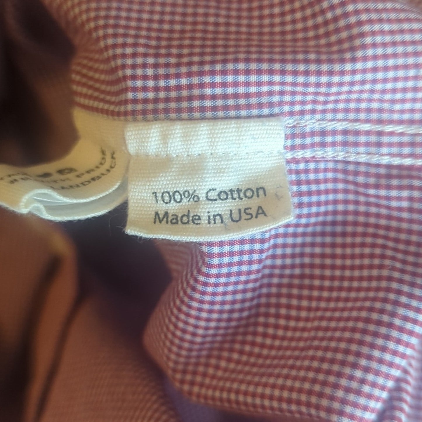 Ball and Buck Made in USA 100% Cotton Red Checked Long Sleeve Button Down Men S