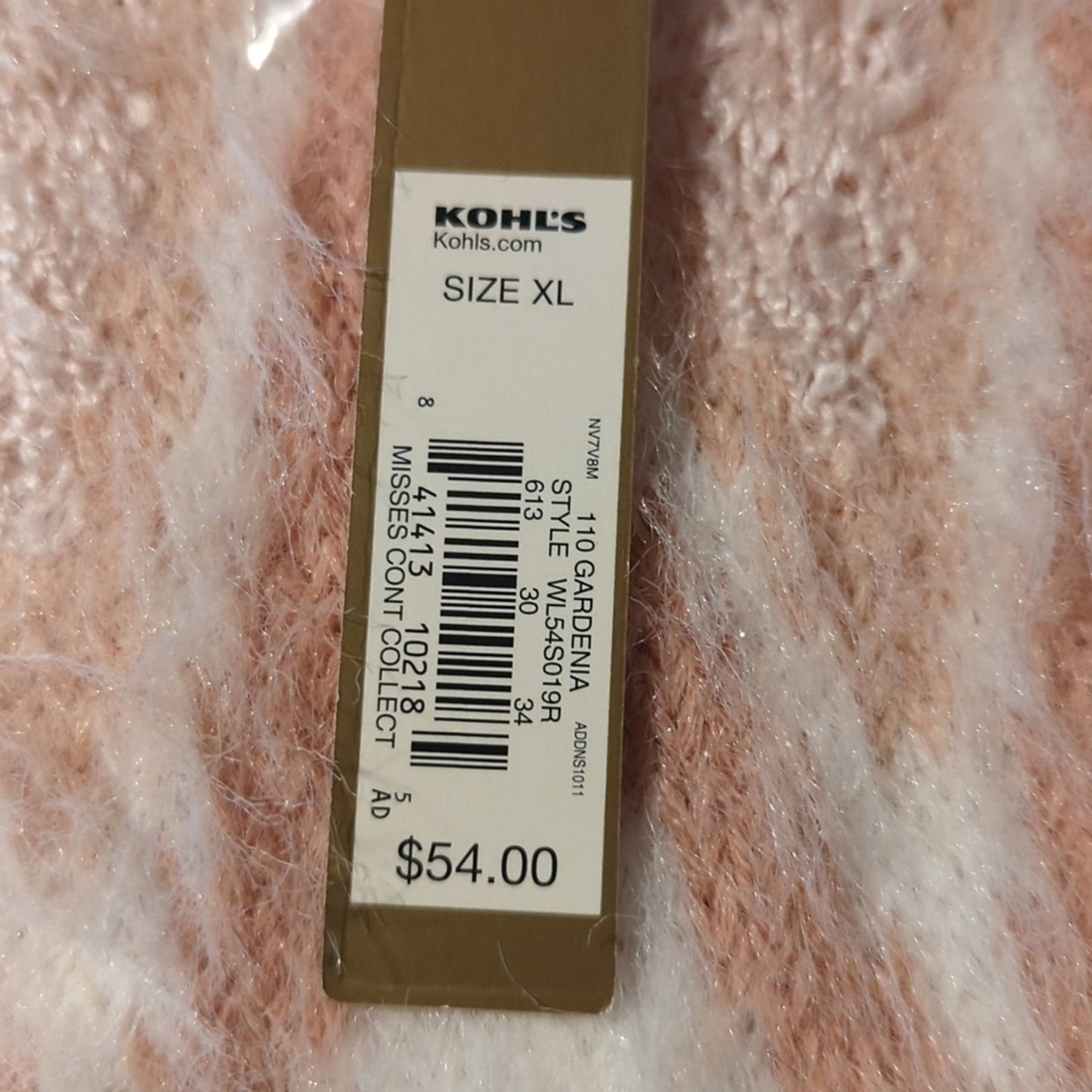 Lauren Conrad NWT Fuzzy 'Gardenia' Sweater Peach/Salmon/Cream Women's Size XL