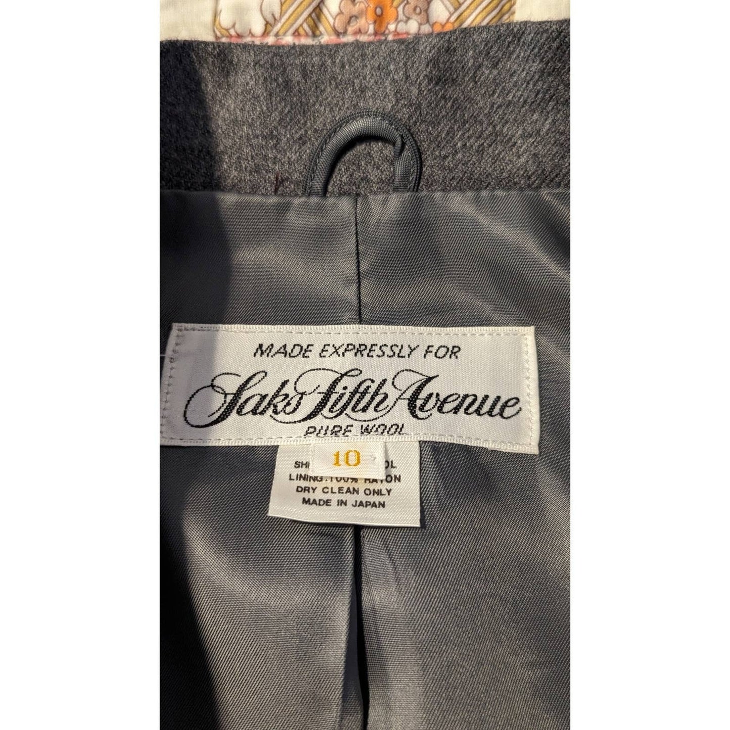Saks Fifth Avenue Vintage Womens Sz 10 Gray Wool Two Button Blazer