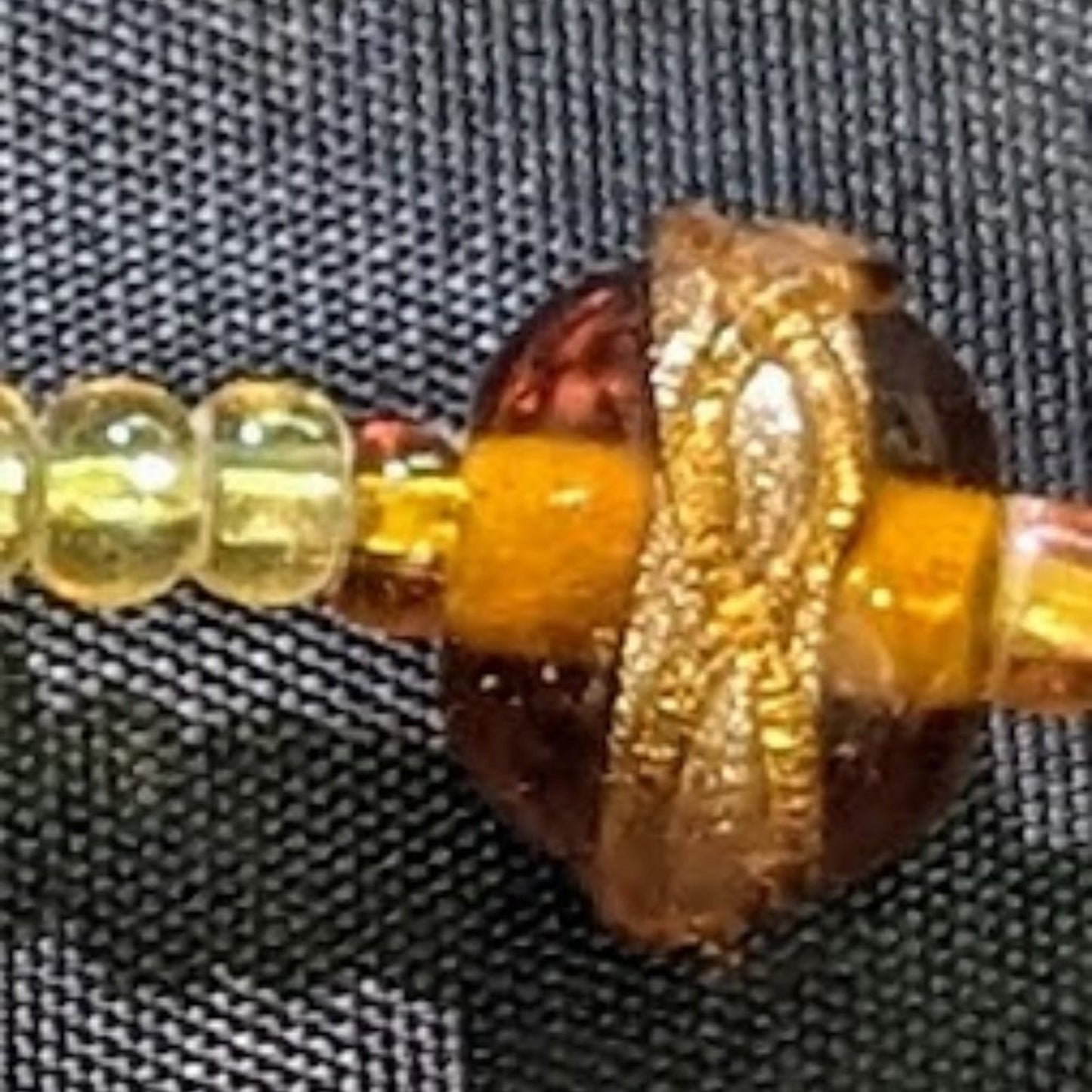 Rose Toggle Gold Brown  Lamp Work Bead Bracelet