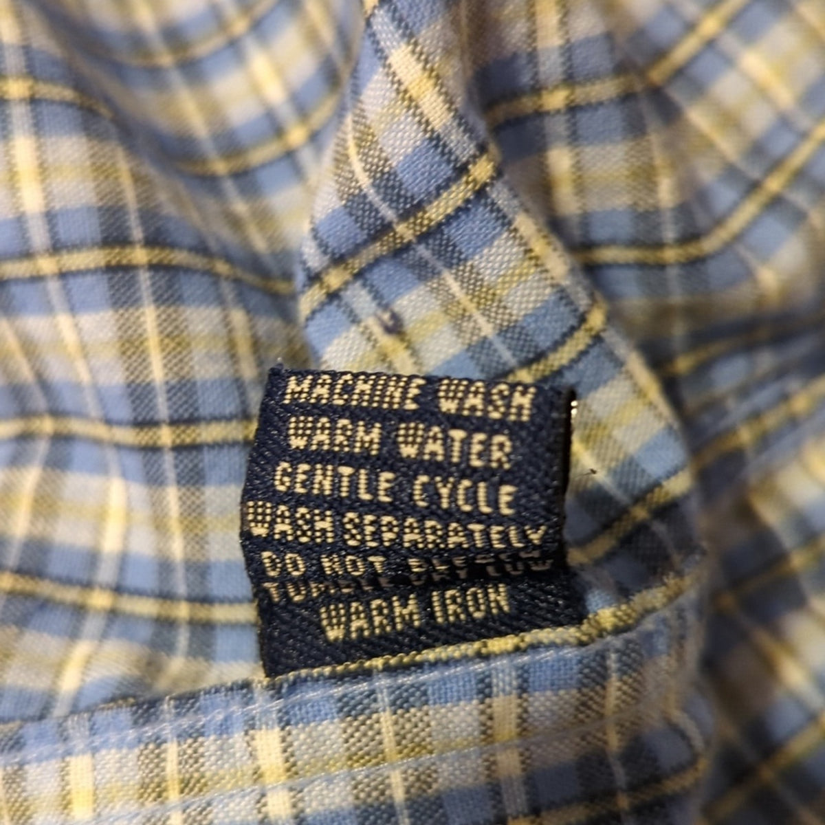 BKLE Blue Plaid 100% Cotton Button Down Shirt Men's Size L