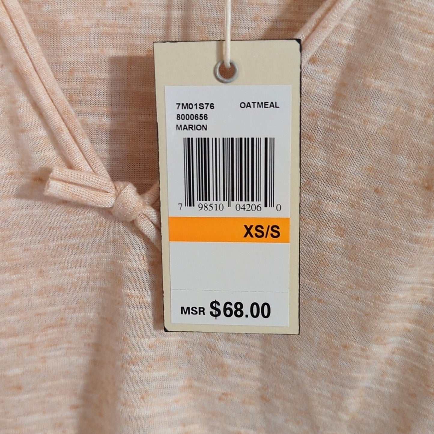 Max Studio London NWT Oatmeal Poly Linen Blend Cold Shoulder Jersey Size XS/S
