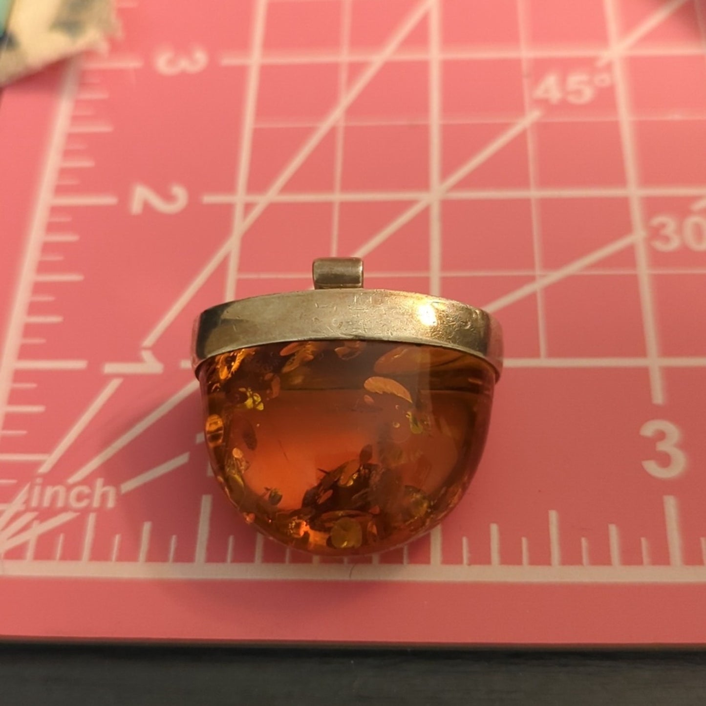 Large Natural Baltic Amber Pendant In a 925 Silver Cap Setting With Large Bale