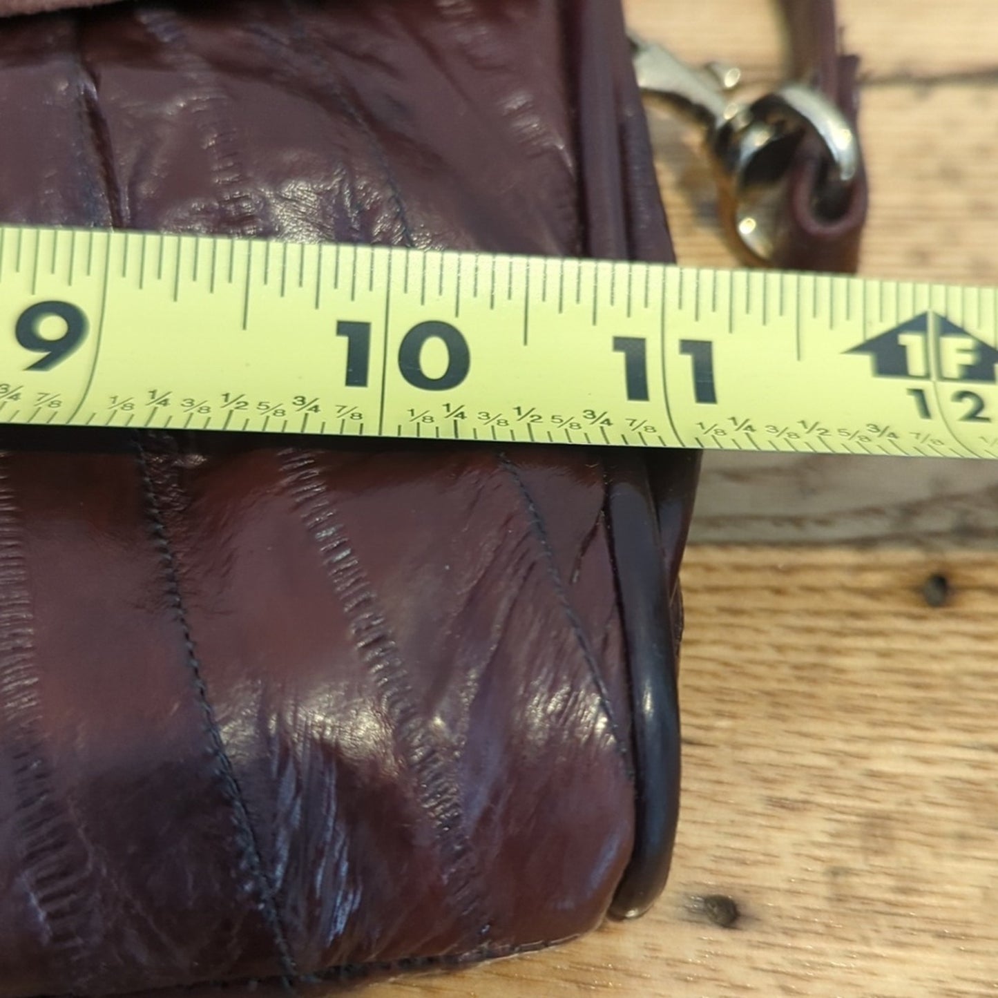 Vintage Leather of the Sea Brown Eel Skin Flap Closure Crossbody Handbag