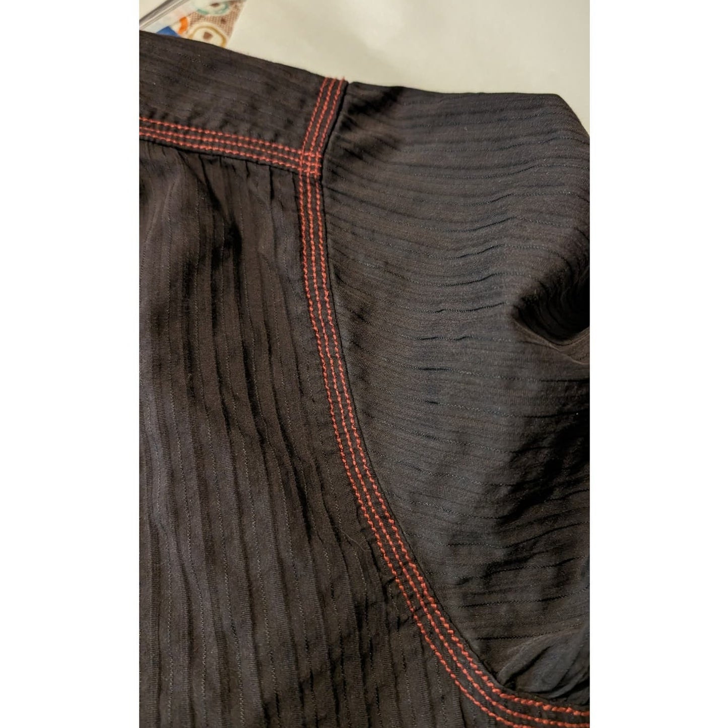 EQ Equilibrio Brown Orange Topstitch Cream Placket Button Up Shirt Mens XL