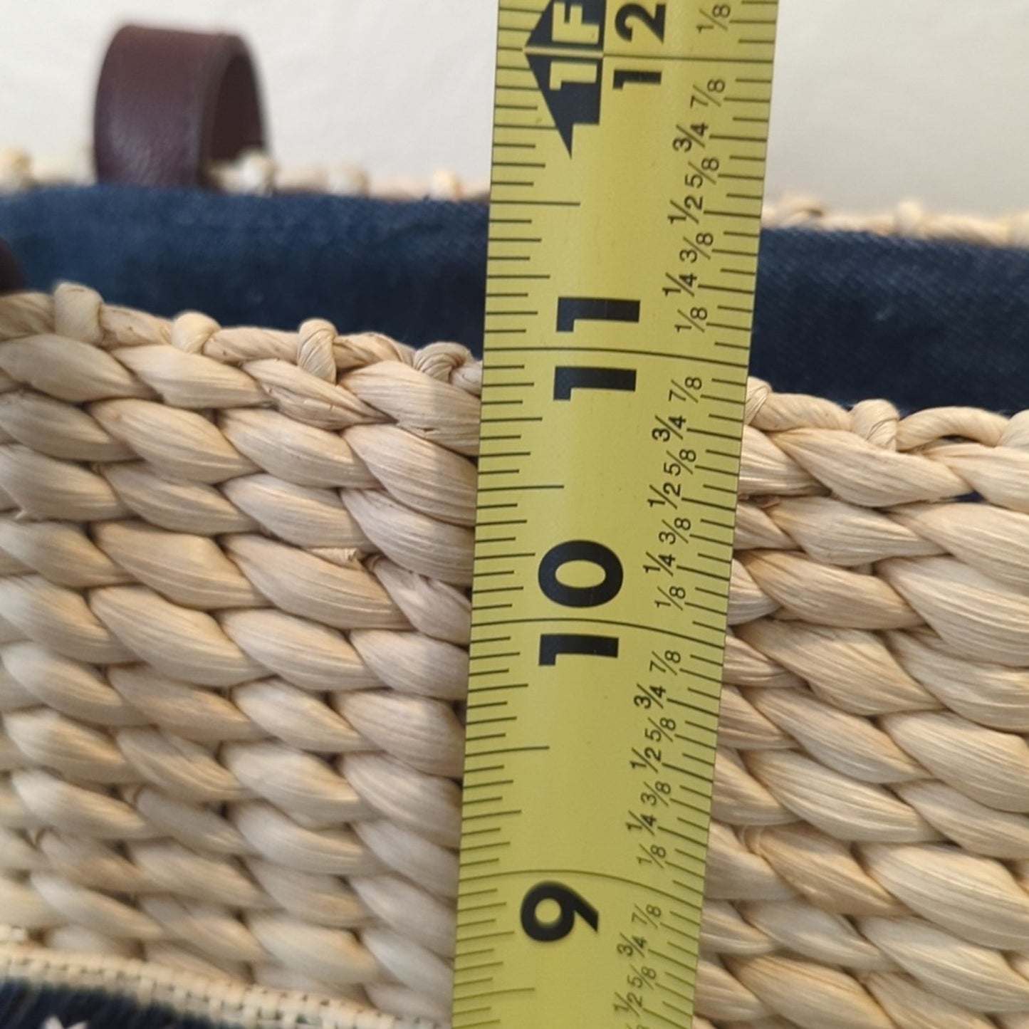 Americana Straw Bag Tote With Draw String Chambray Liner