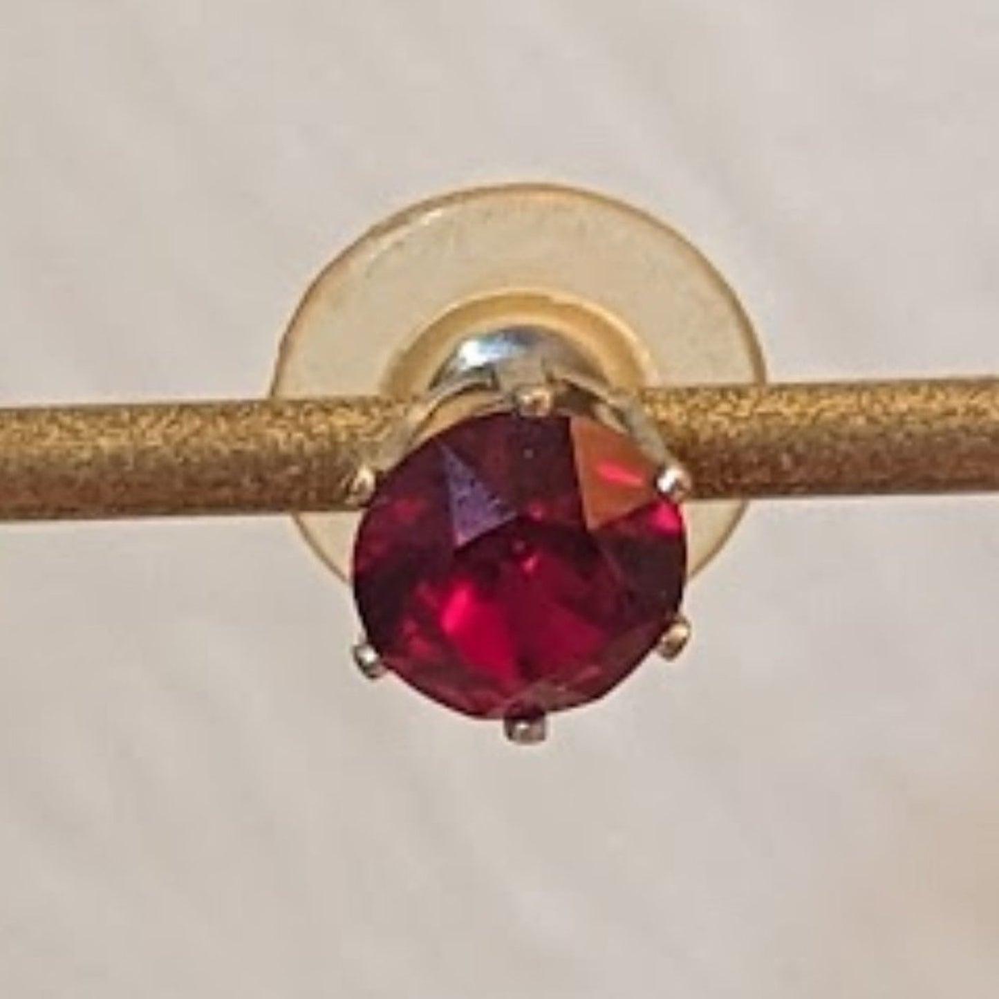 Red Crystal Stud Post Earrings in Silver Tone Setting