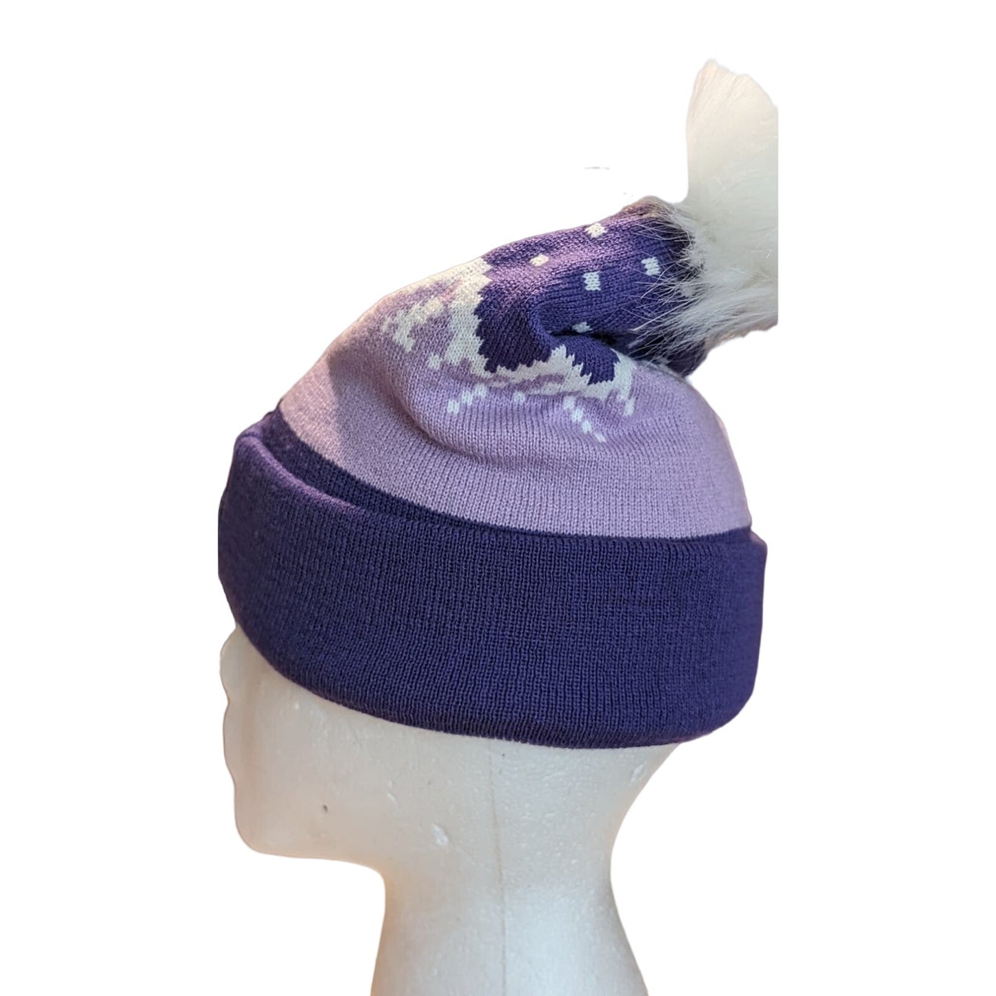 Boco Gear Sherpa Adventure Gear Lambs Wool Made in Nepal Purple Pom Pom Beanie