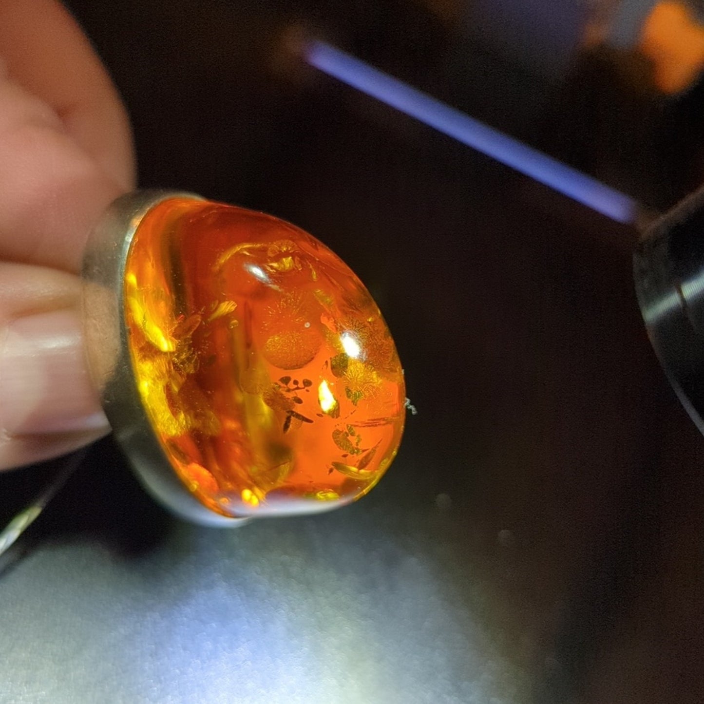 Large Natural Baltic Amber Pendant In a 925 Silver Cap Setting With Large Bale