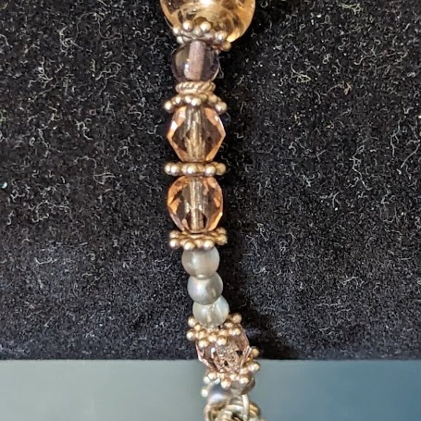 925 Sterling Silver 'Champagne Bubbles' Glass Crystal Bead Bracelet